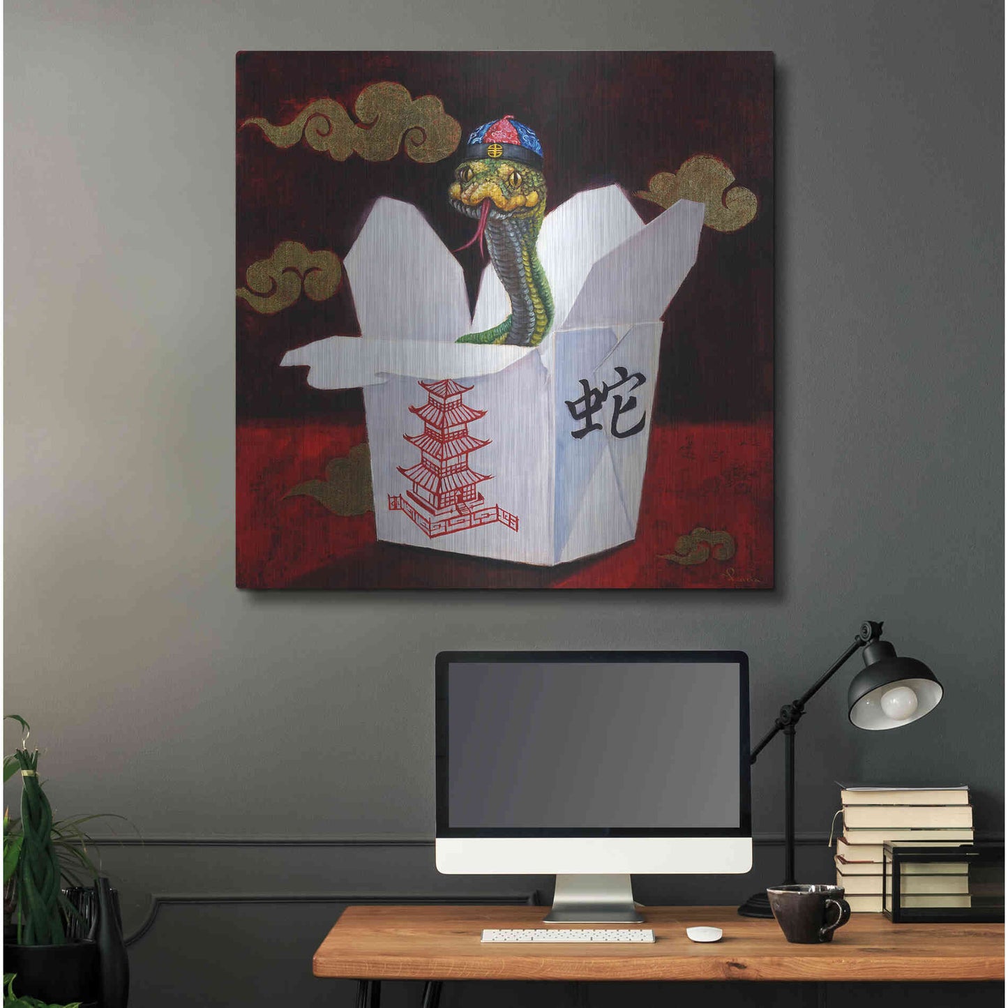 Luxe Metal Art 'Takeout with a Twist' by Lucia Heffernan, Metal Wall Art,36x36