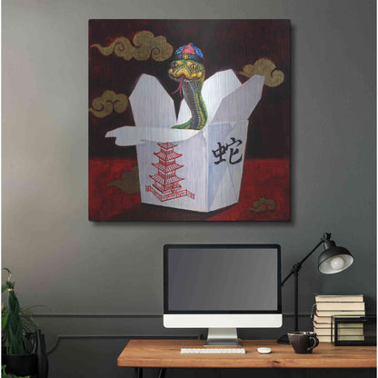 Luxe Metal Art 'Takeout with a Twist' by Lucia Heffernan, Metal Wall Art,36x36