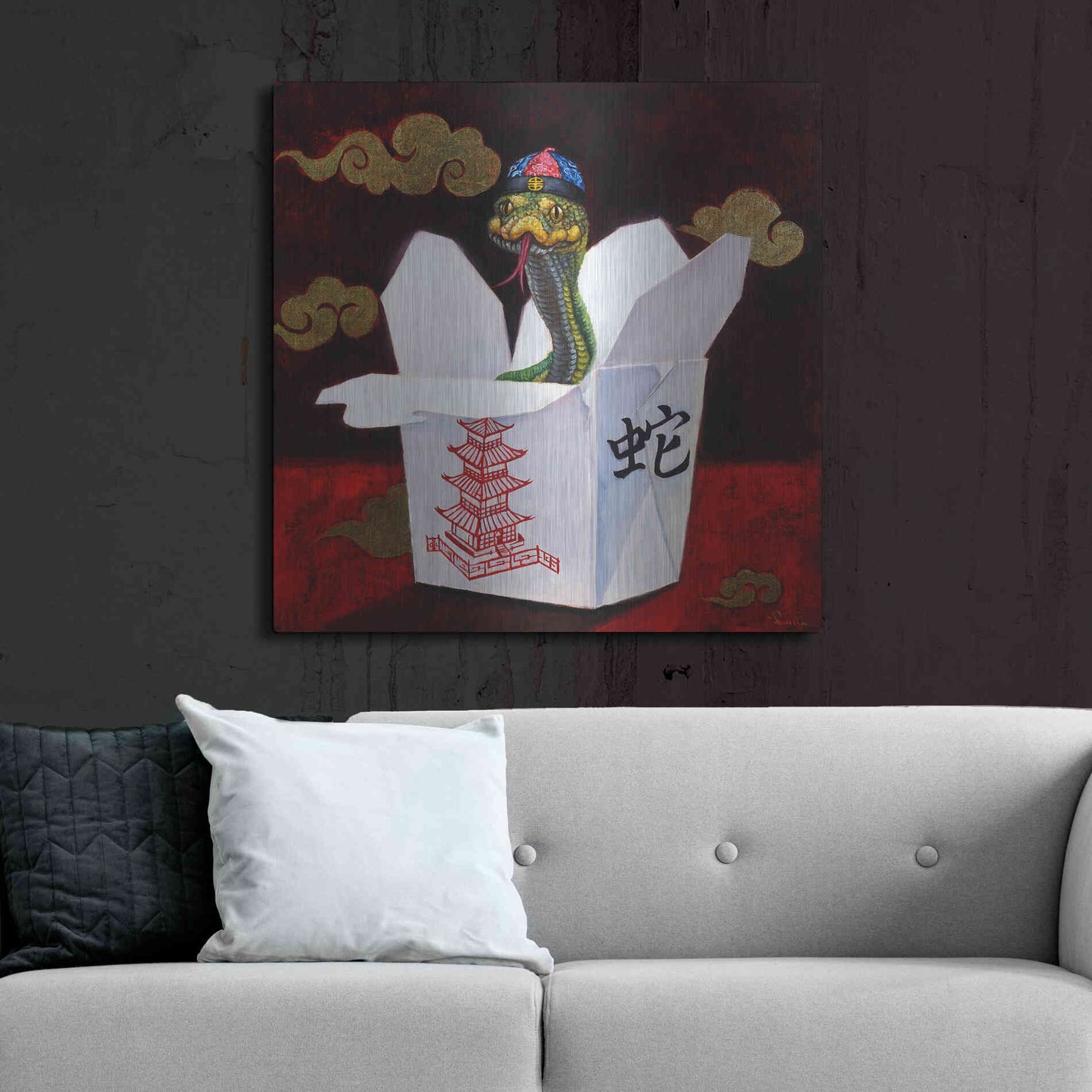Luxe Metal Art 'Takeout with a Twist' by Lucia Heffernan, Metal Wall Art,36x36
