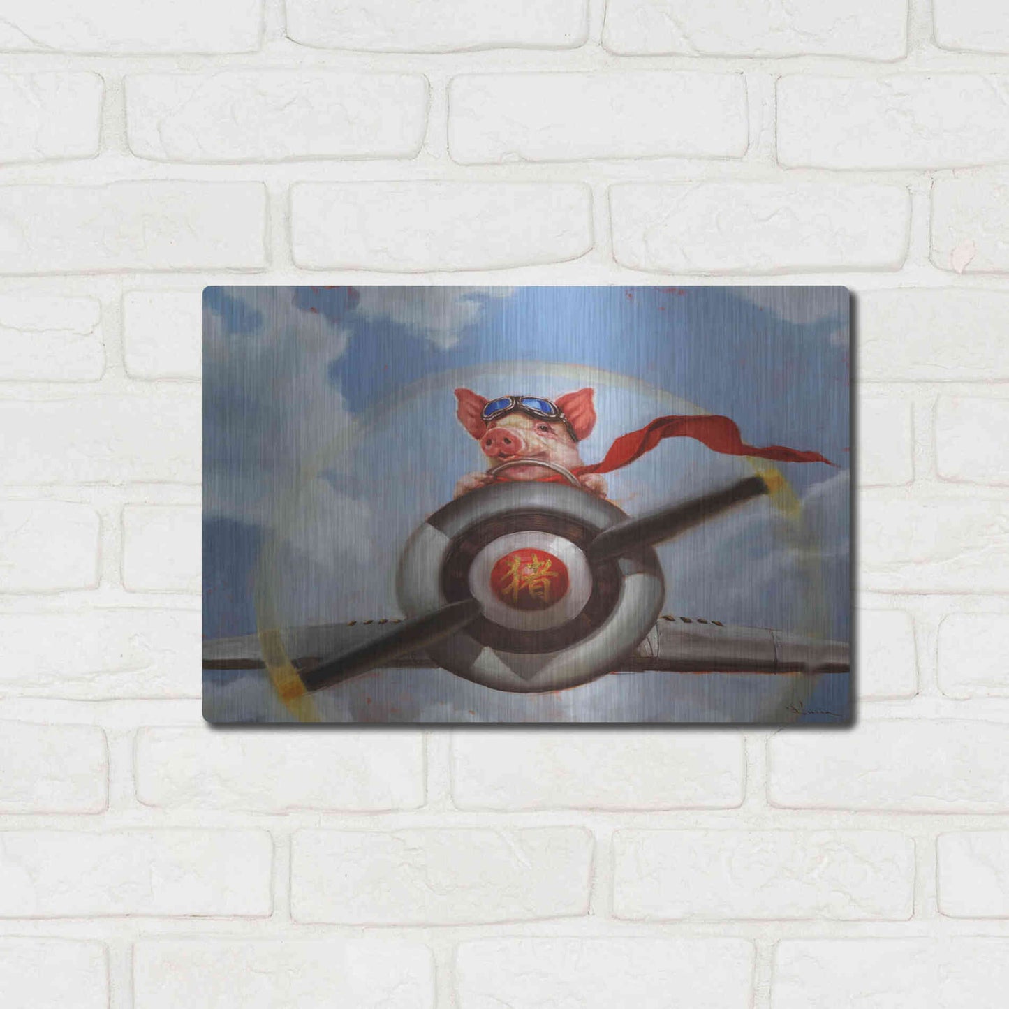 Luxe Metal Art 'When Pigs Fly' by Lucia Heffernan, Metal Wall Art,16x12