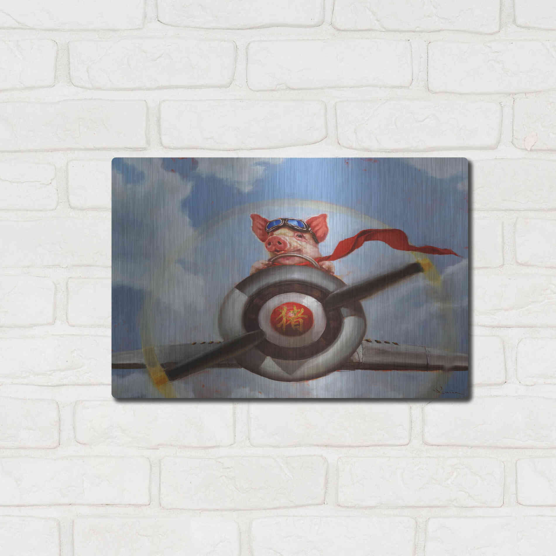 Luxe Metal Art 'When Pigs Fly' by Lucia Heffernan, Metal Wall Art,16x12