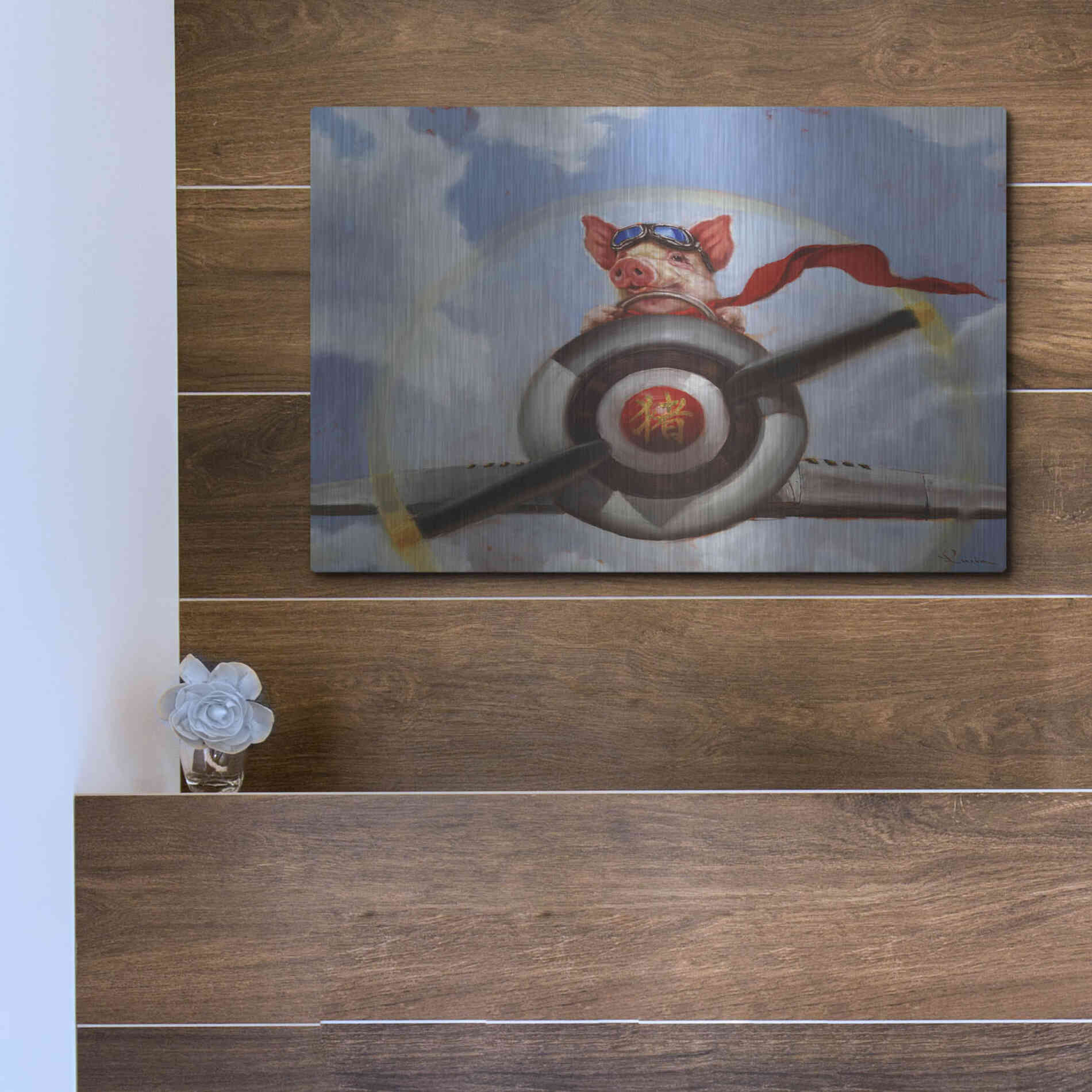 Luxe Metal Art 'When Pigs Fly' by Lucia Heffernan, Metal Wall Art,16x12