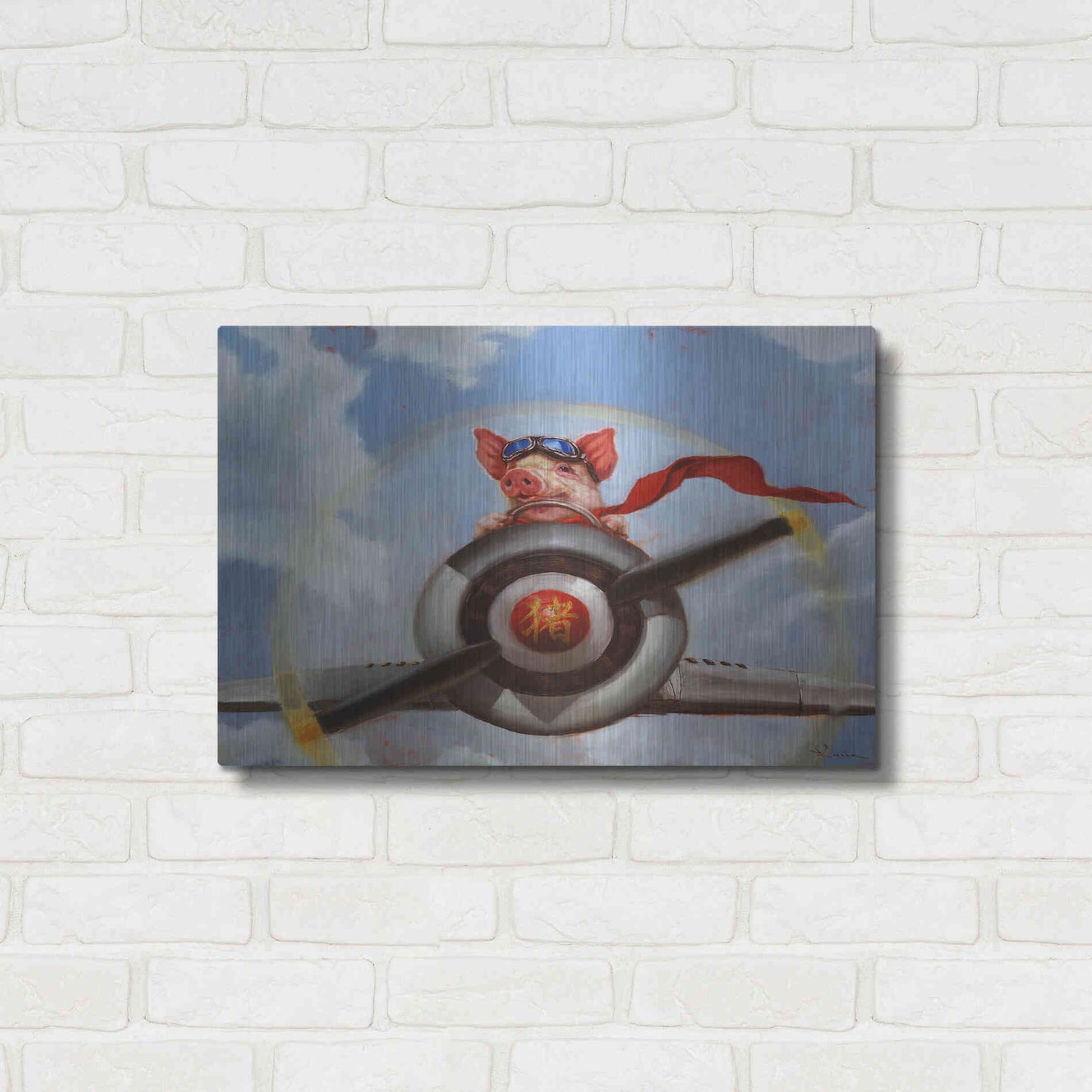 Luxe Metal Art 'When Pigs Fly' by Lucia Heffernan, Metal Wall Art,24x16
