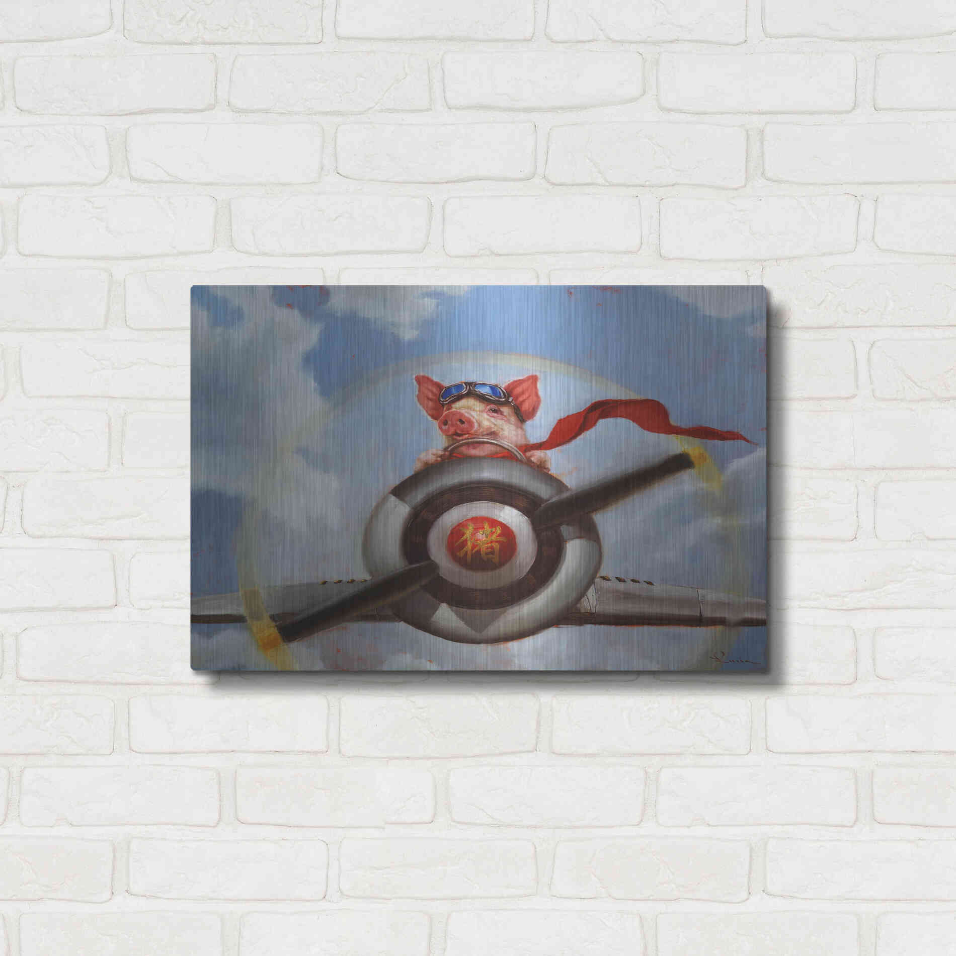 Luxe Metal Art 'When Pigs Fly' by Lucia Heffernan, Metal Wall Art,24x16