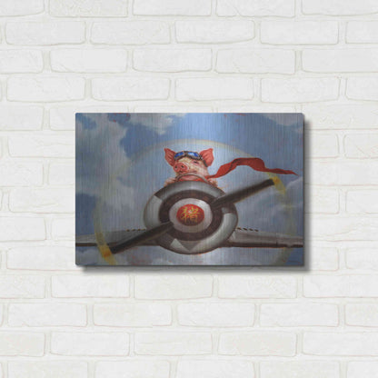 Luxe Metal Art 'When Pigs Fly' by Lucia Heffernan, Metal Wall Art,24x16