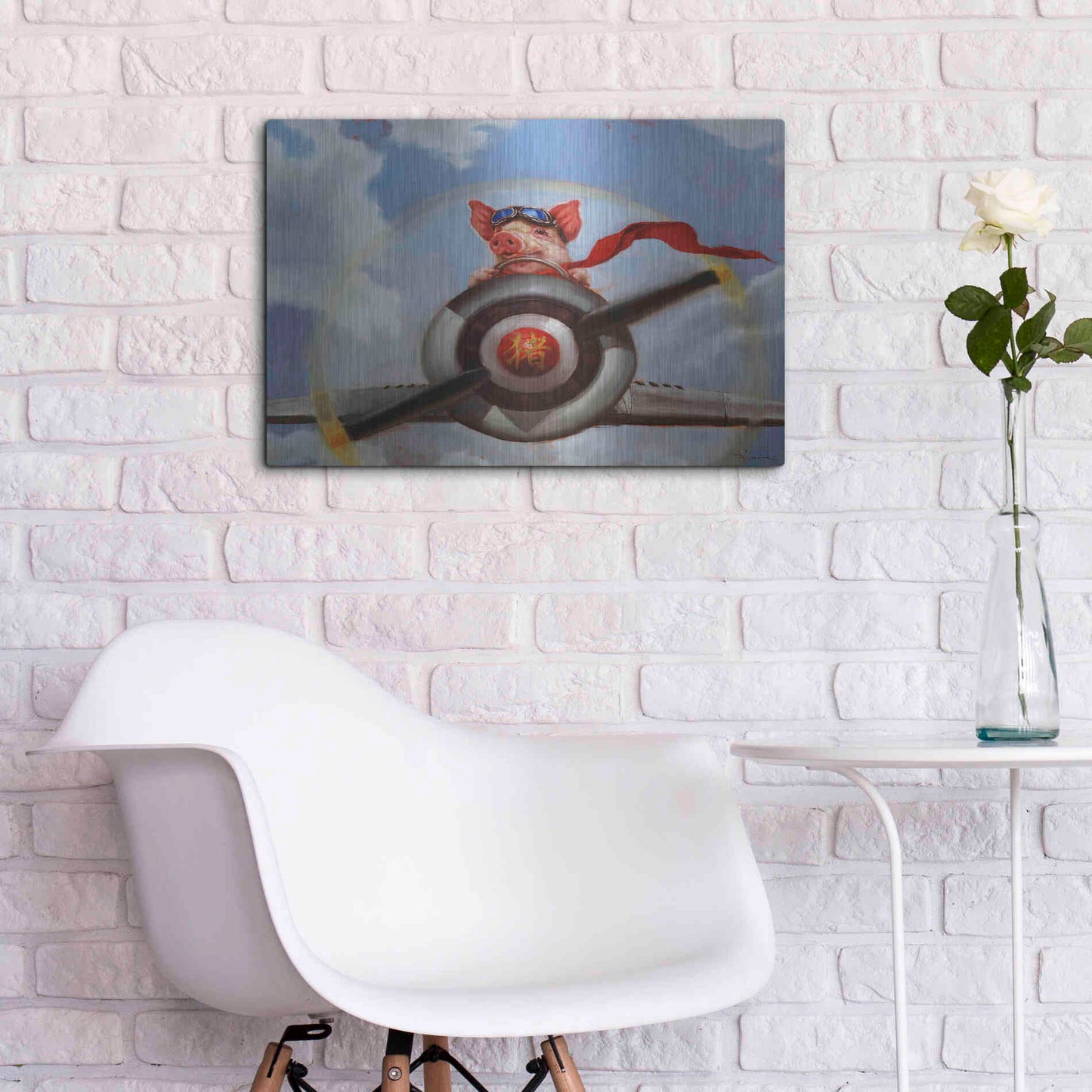 Luxe Metal Art 'When Pigs Fly' by Lucia Heffernan, Metal Wall Art,24x16