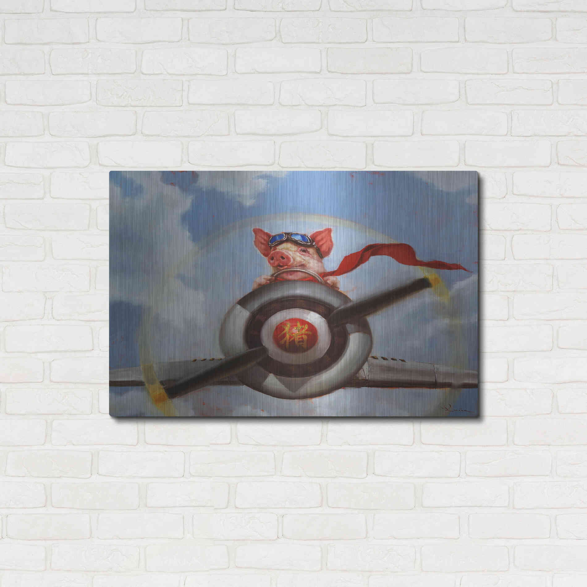 Luxe Metal Art 'When Pigs Fly' by Lucia Heffernan, Metal Wall Art,36x24