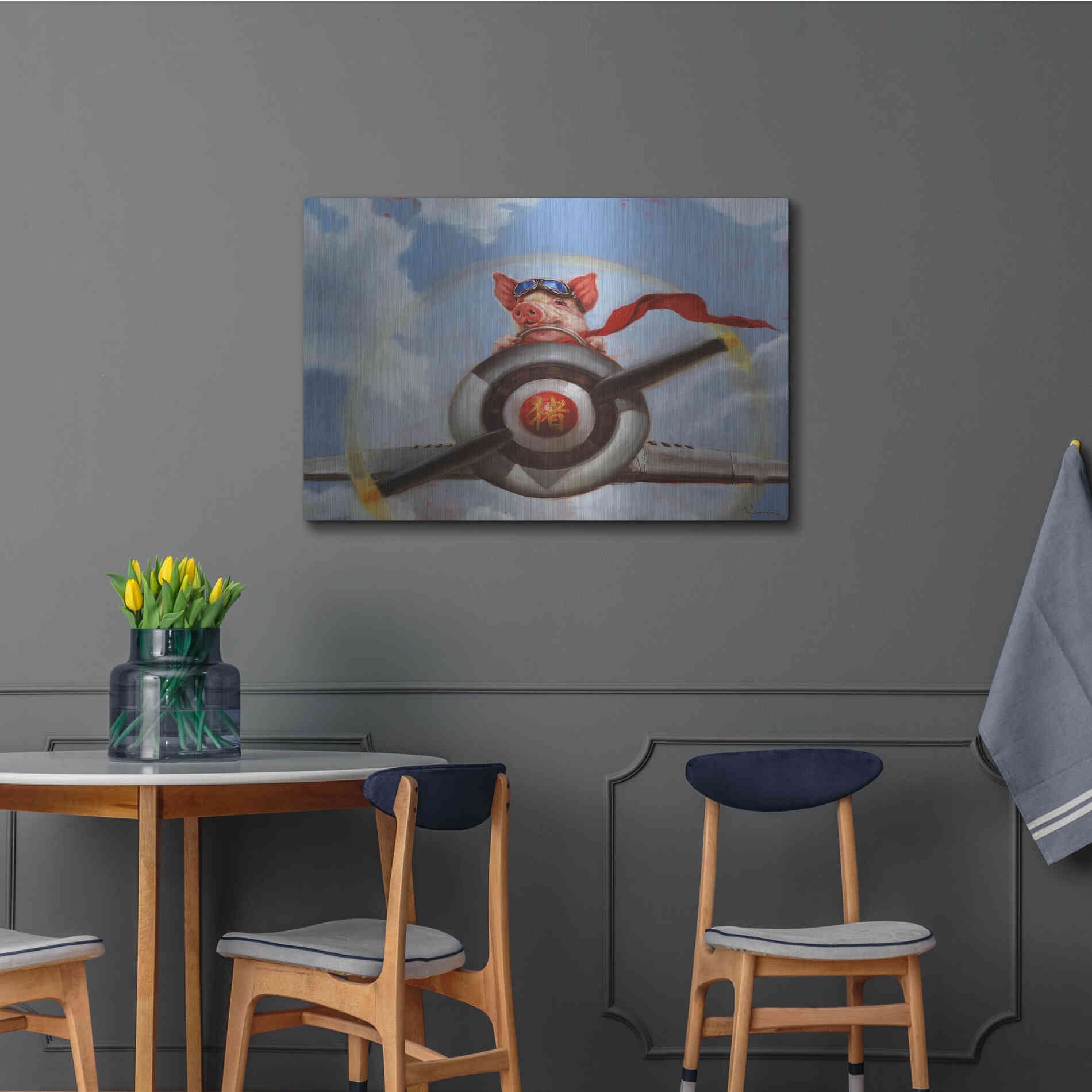 Luxe Metal Art 'When Pigs Fly' by Lucia Heffernan, Metal Wall Art,36x24