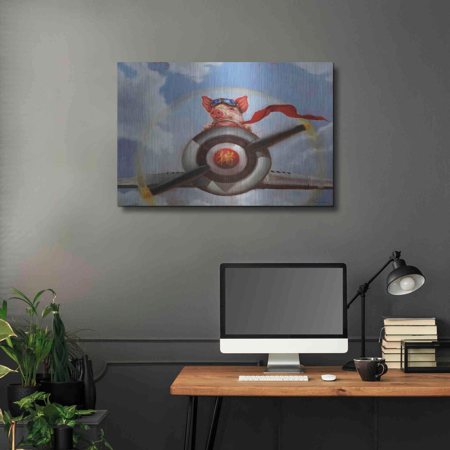 Luxe Metal Art 'When Pigs Fly' by Lucia Heffernan, Metal Wall Art,36x24