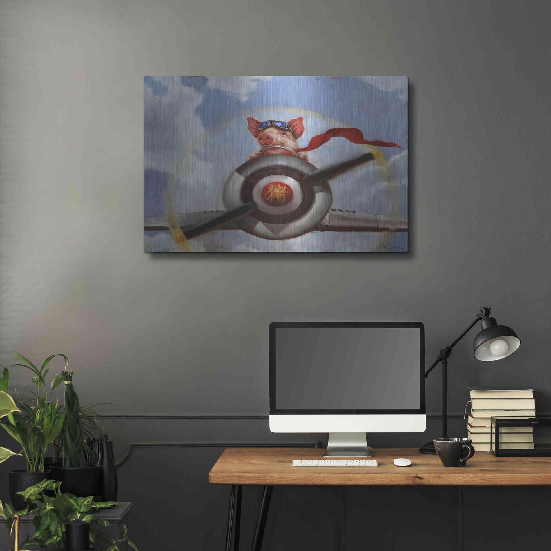 Luxe Metal Art 'When Pigs Fly' by Lucia Heffernan, Metal Wall Art,36x24