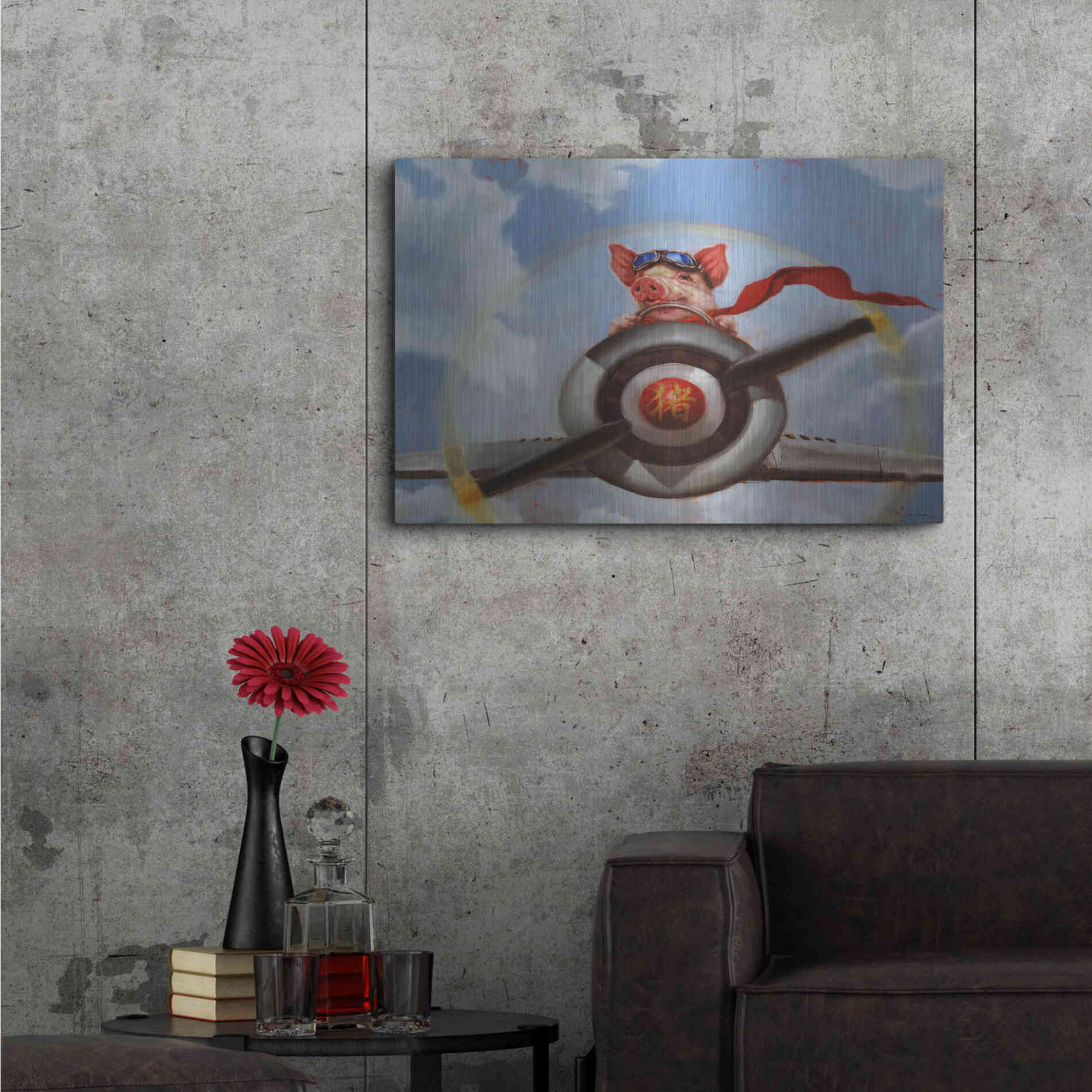 Luxe Metal Art 'When Pigs Fly' by Lucia Heffernan, Metal Wall Art,36x24