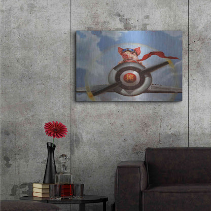 Luxe Metal Art 'When Pigs Fly' by Lucia Heffernan, Metal Wall Art,36x24