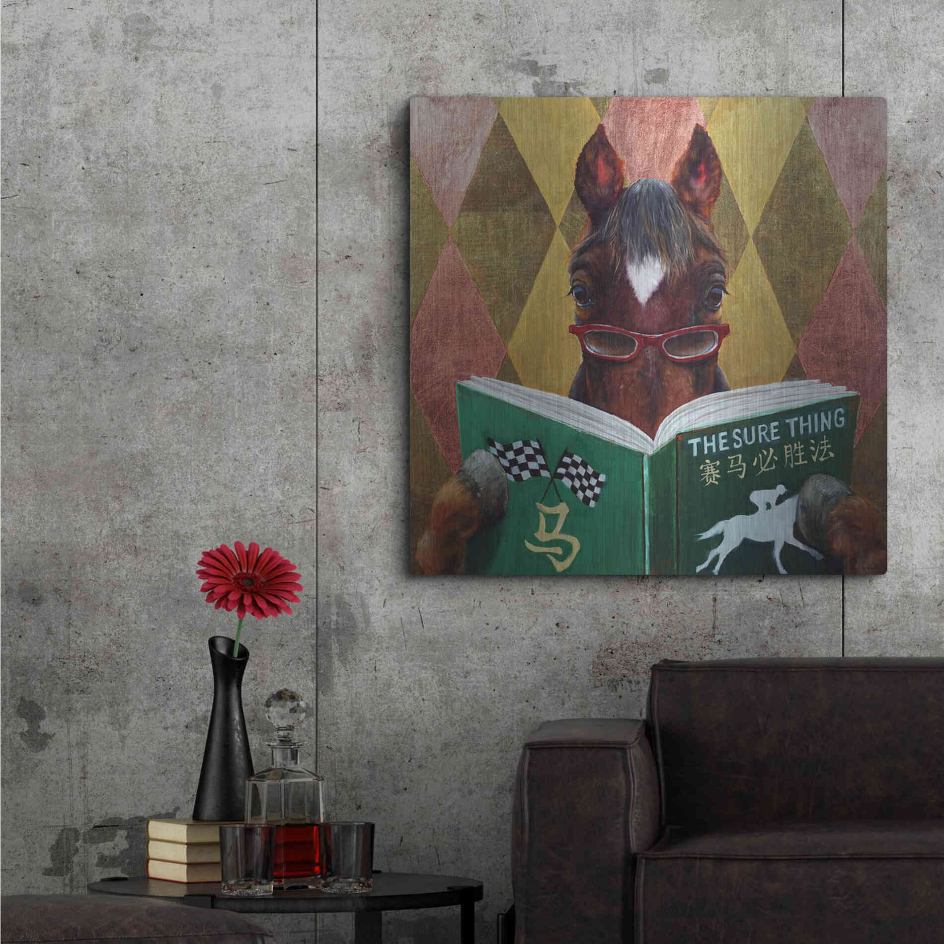 Luxe Metal Art 'Wise Bet' by Lucia Heffernan, Metal Wall Art,36x36