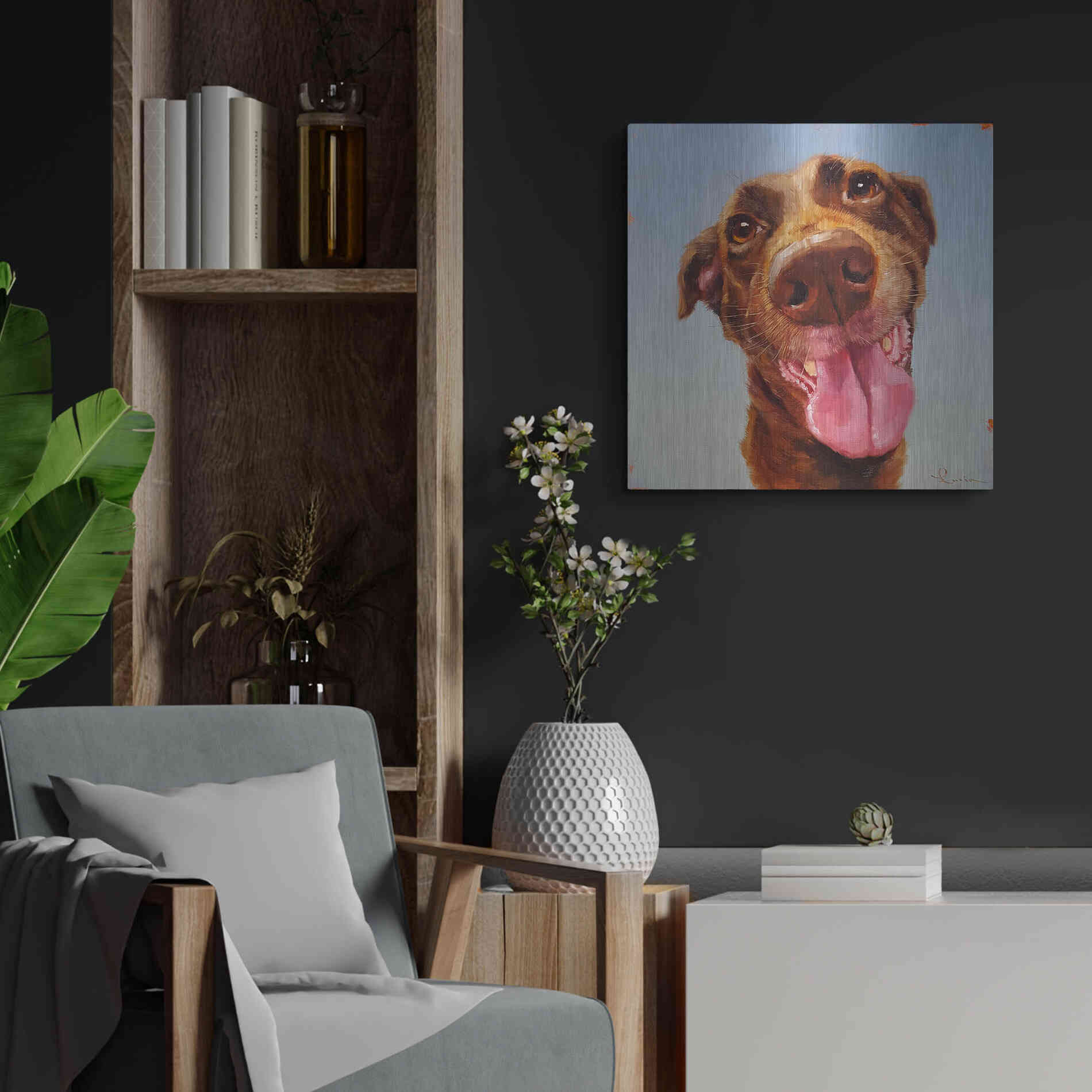 Luxe Metal Art 'Follow Your Nose 5' by Lucia Heffernan, Metal Wall Art,24x24