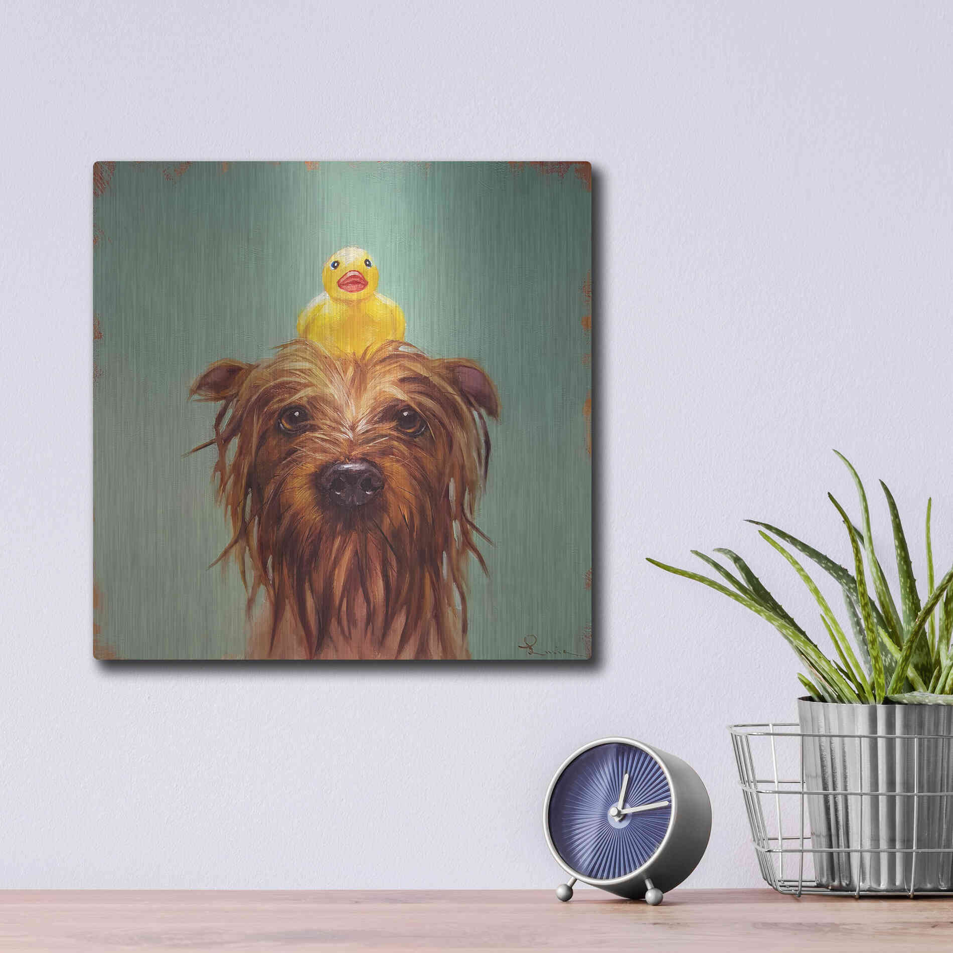 Luxe Metal Art 'Bath Time' by Lucia Heffernan, Metal Wall Art,12x12