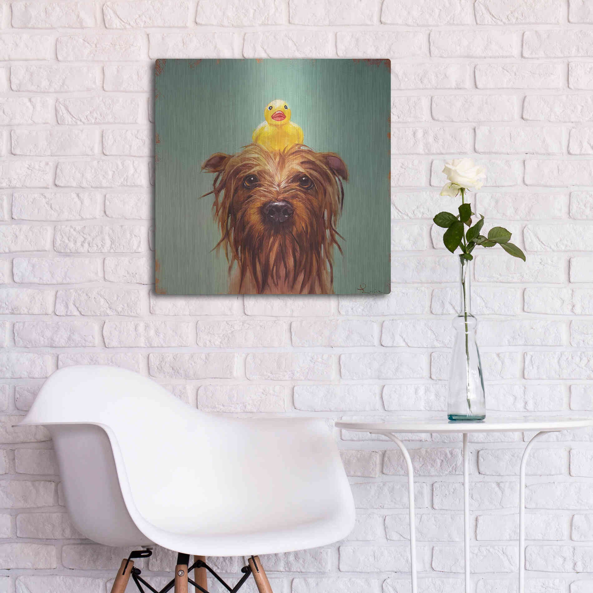 Luxe Metal Art 'Bath Time' by Lucia Heffernan, Metal Wall Art,24x24