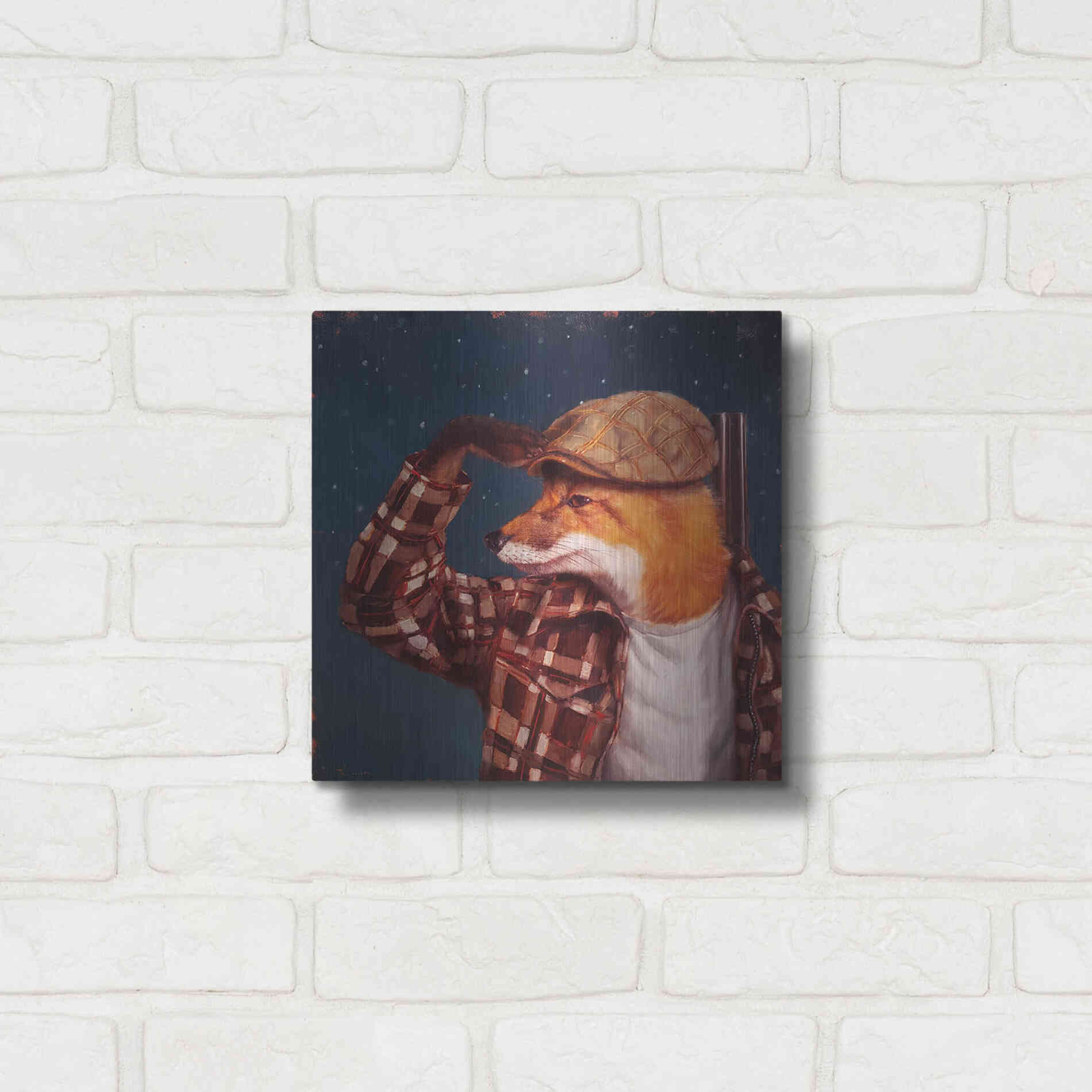 Luxe Metal Art 'Fox Hunt' by Lucia Heffernan, Metal Wall Art,12x12