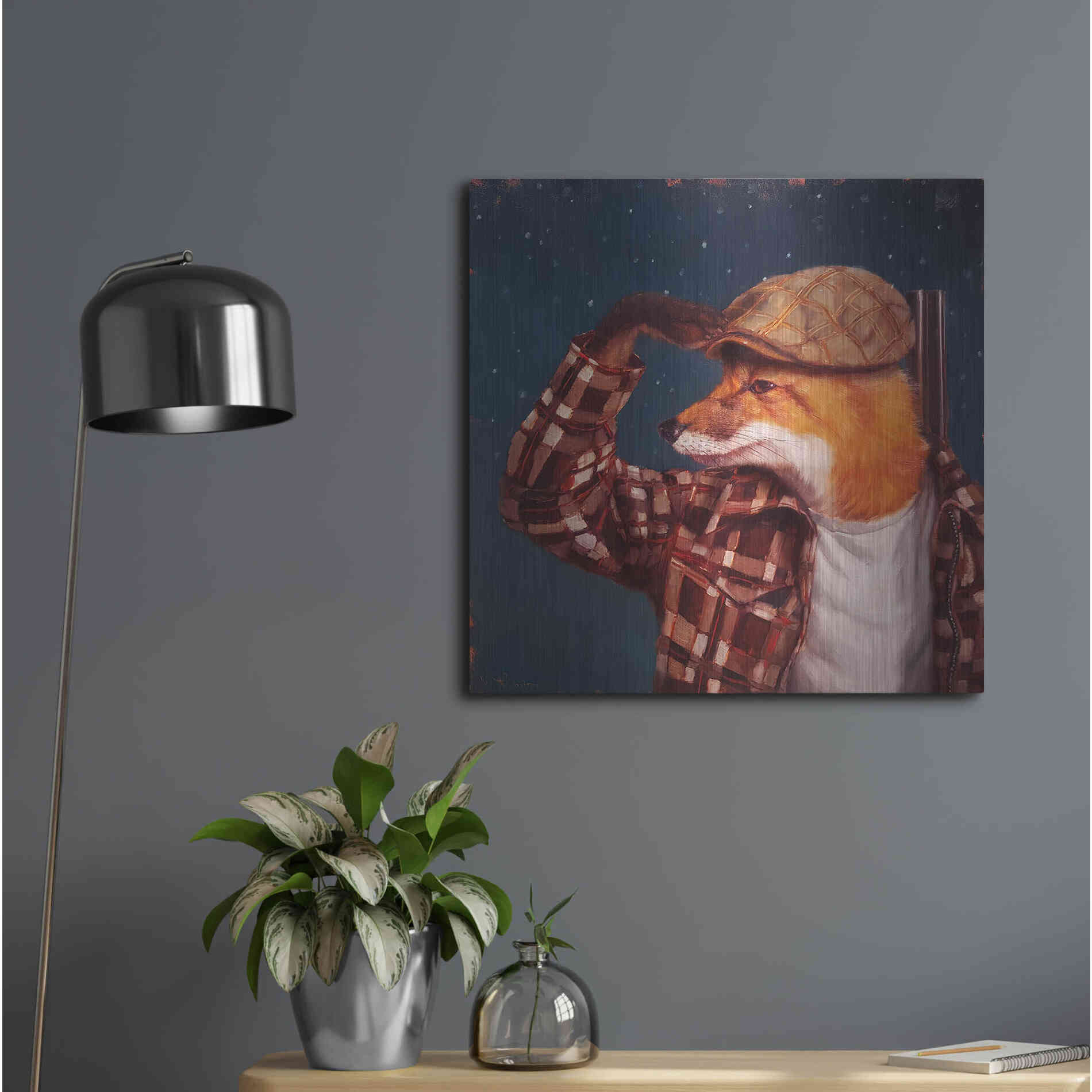 Luxe Metal Art 'Fox Hunt' by Lucia Heffernan, Metal Wall Art,24x24