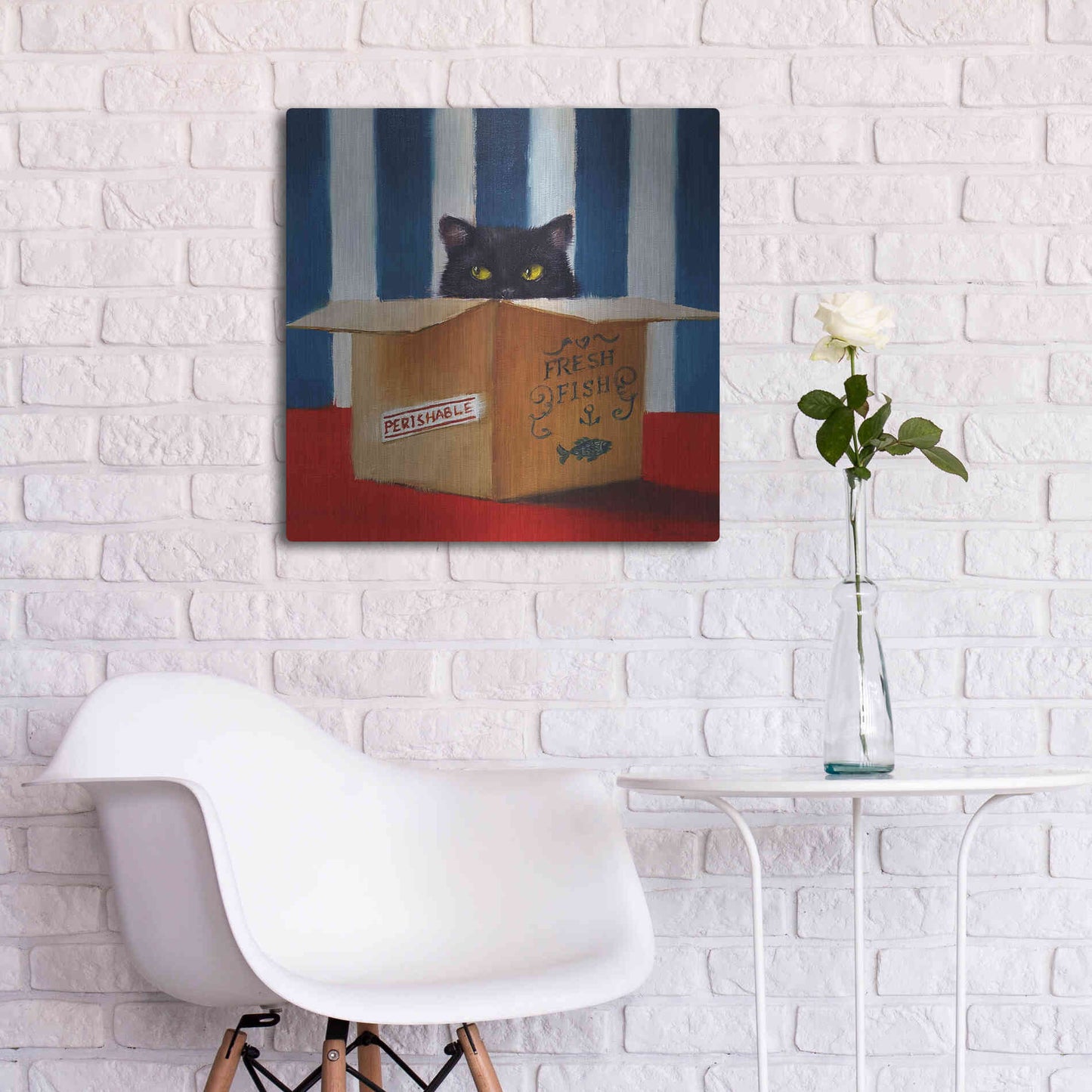 Luxe Metal Art 'Cat Burglar' by Lucia Heffernan, Metal Wall Art,24x24
