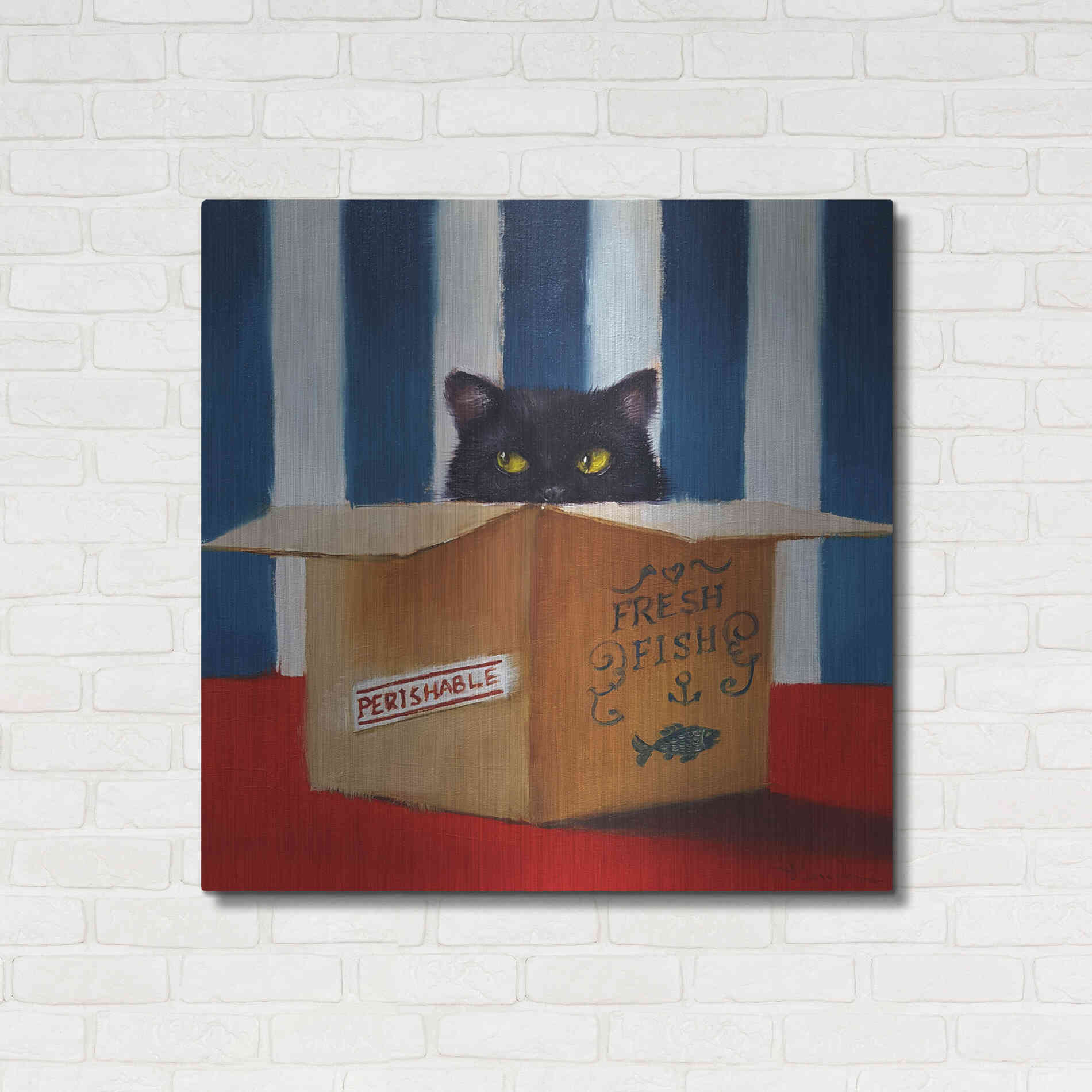 Luxe Metal Art 'Cat Burglar' by Lucia Heffernan, Metal Wall Art,36x36