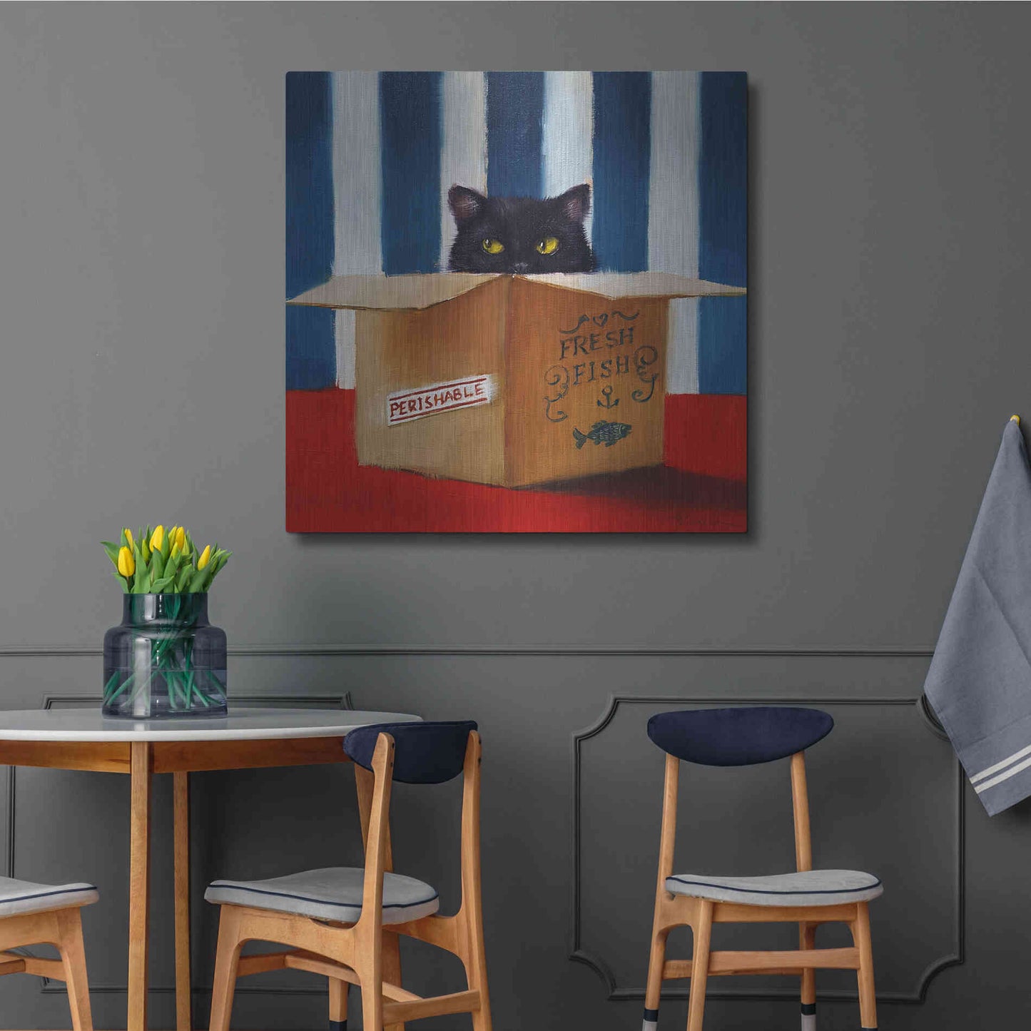 Luxe Metal Art 'Cat Burglar' by Lucia Heffernan, Metal Wall Art,36x36