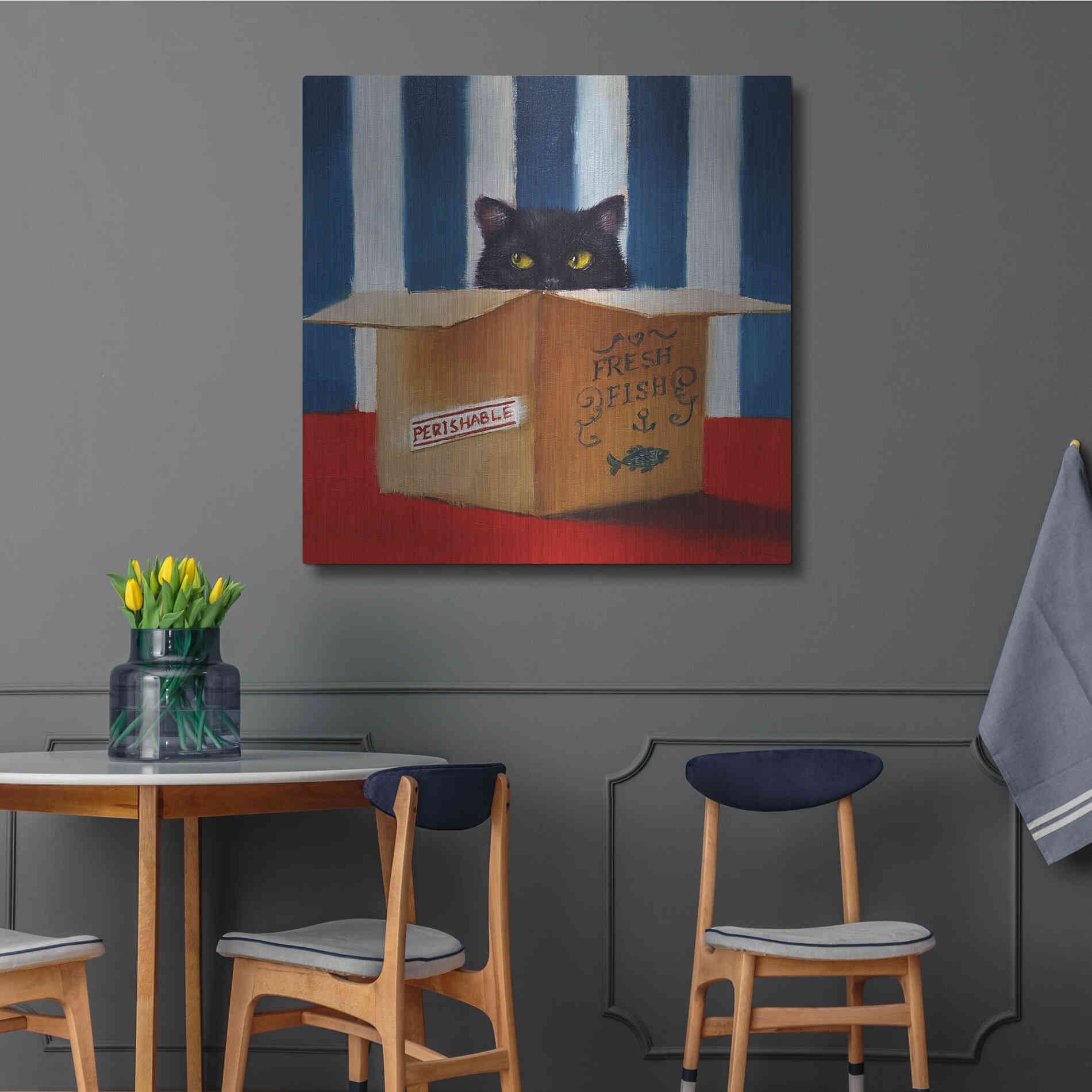 Luxe Metal Art 'Cat Burglar' by Lucia Heffernan, Metal Wall Art,36x36