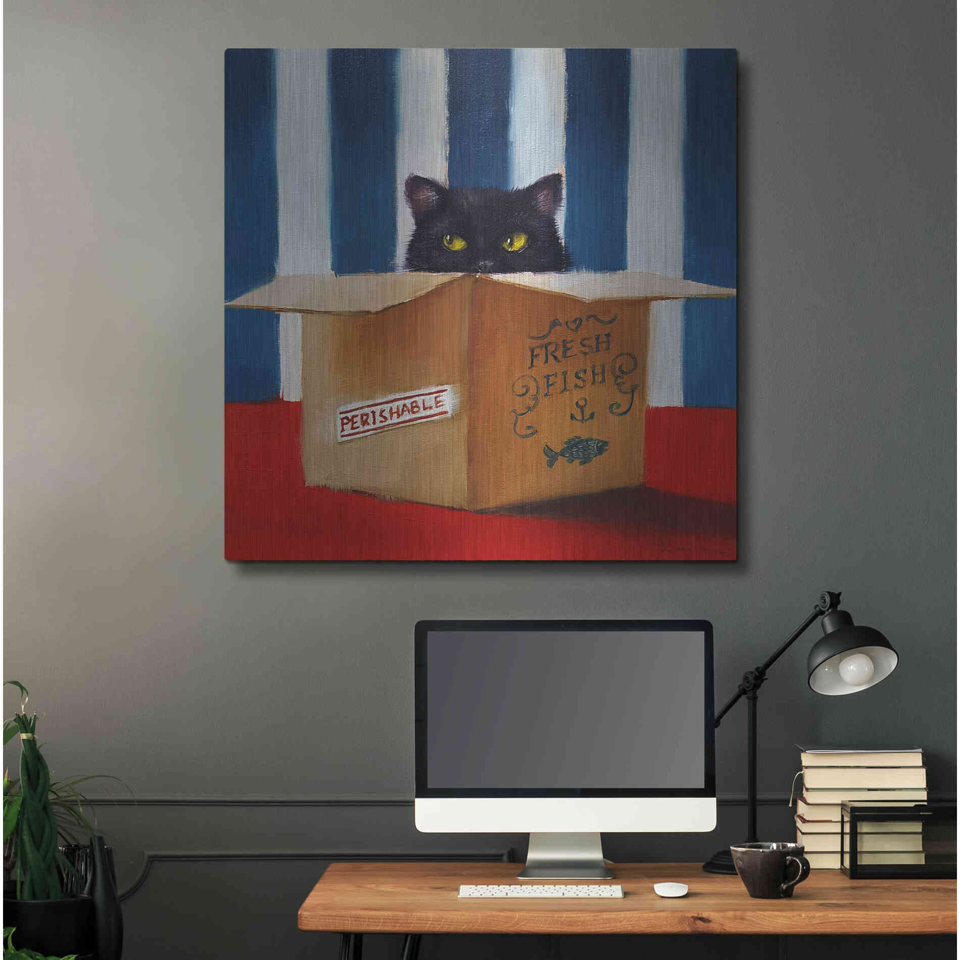 Luxe Metal Art 'Cat Burglar' by Lucia Heffernan, Metal Wall Art,36x36