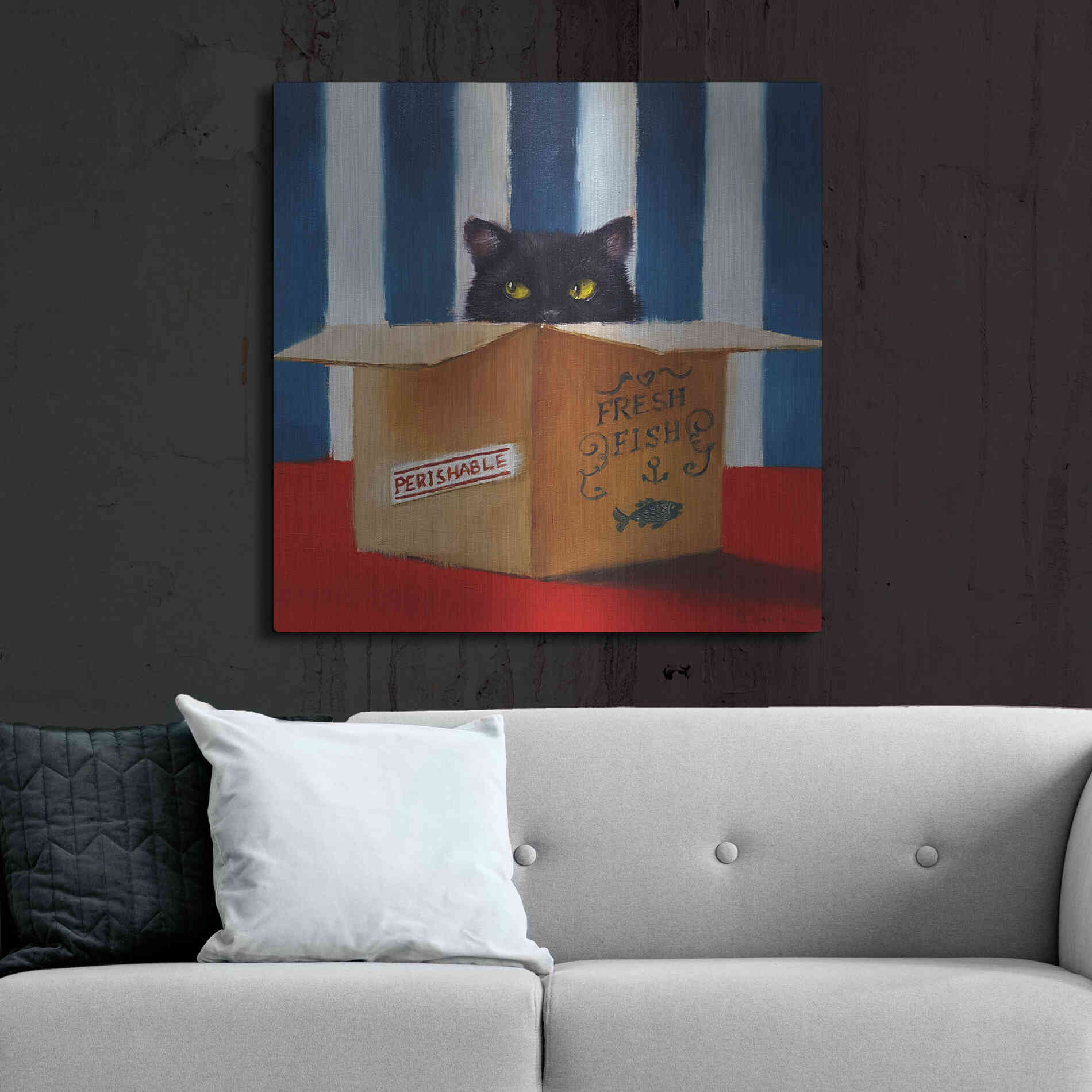 Luxe Metal Art 'Cat Burglar' by Lucia Heffernan, Metal Wall Art,36x36