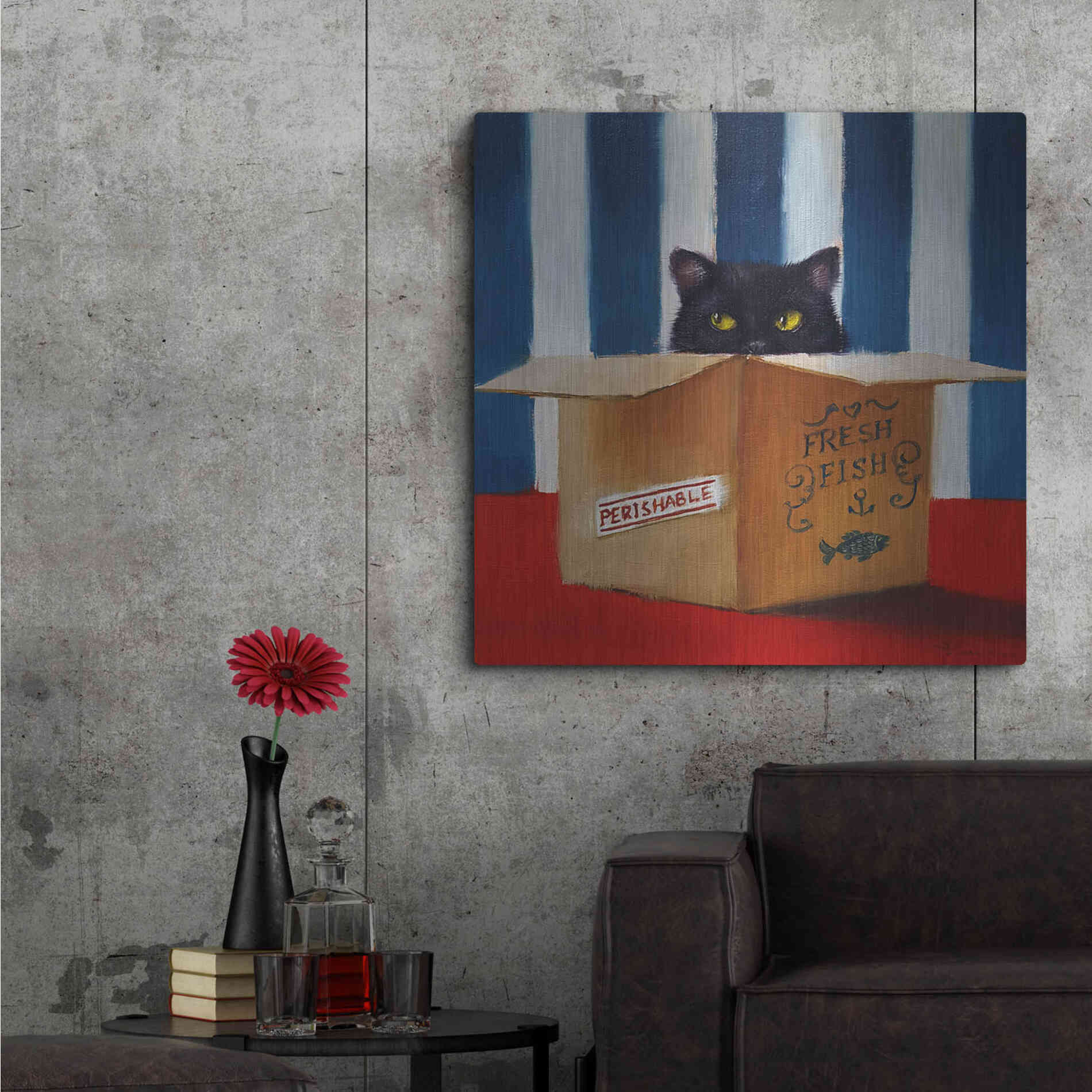 Luxe Metal Art 'Cat Burglar' by Lucia Heffernan, Metal Wall Art,36x36
