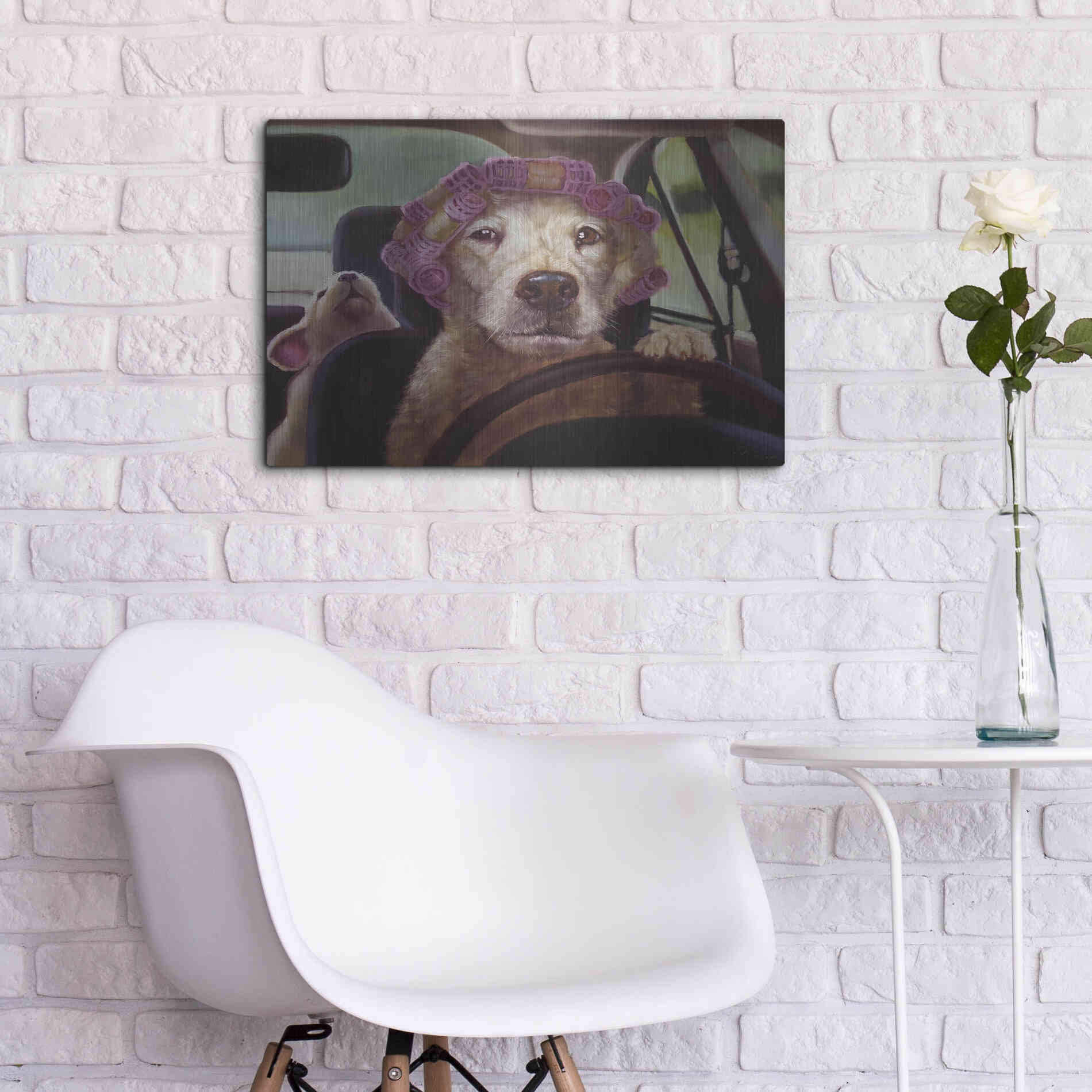 Luxe Metal Art 'Mommy Chauffeur' by Lucia Heffernan, Metal Wall Art,24x16