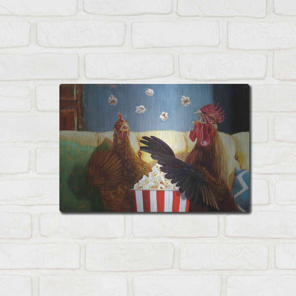 Luxe Metal Art 'Popcorn Chickens' by Lucia Heffernan, Metal Wall Art,16x12