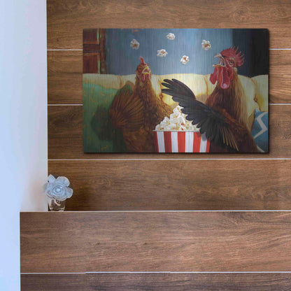 Luxe Metal Art 'Popcorn Chickens' by Lucia Heffernan, Metal Wall Art,16x12