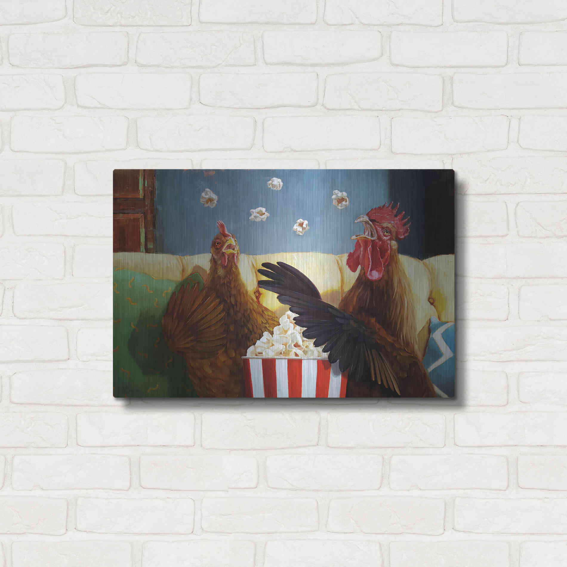 Luxe Metal Art 'Popcorn Chickens' by Lucia Heffernan, Metal Wall Art,24x16