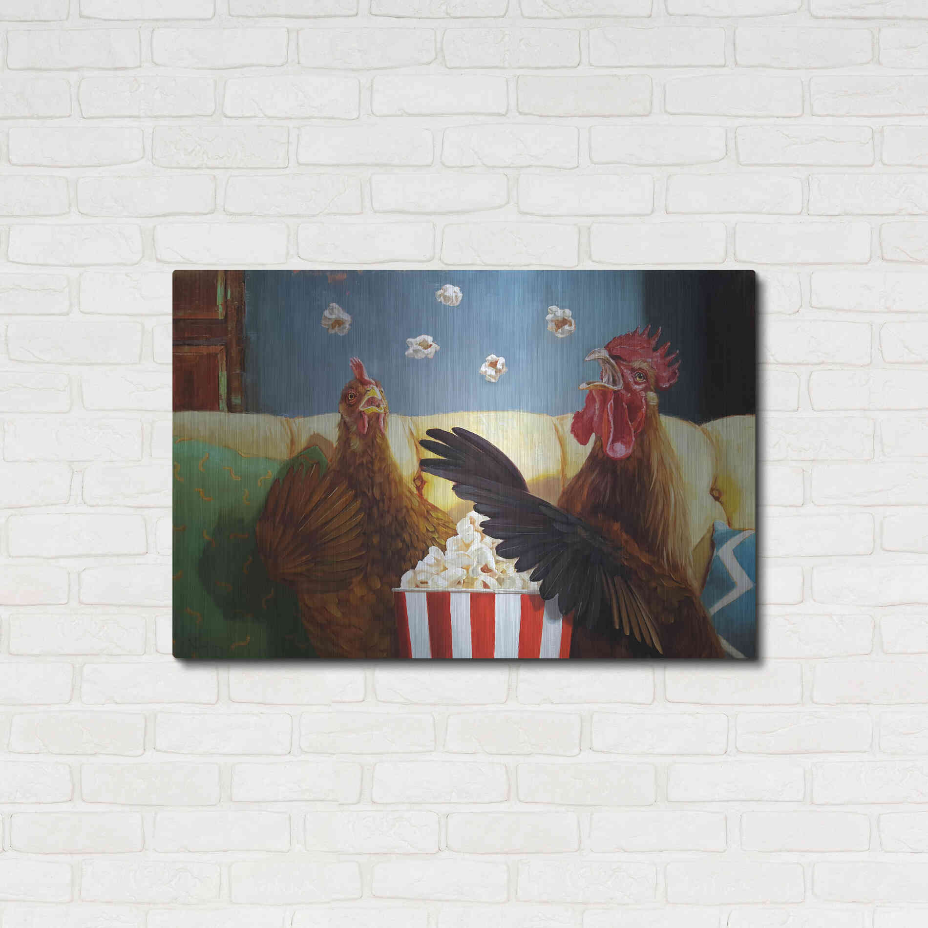 Luxe Metal Art 'Popcorn Chickens' by Lucia Heffernan, Metal Wall Art,36x24