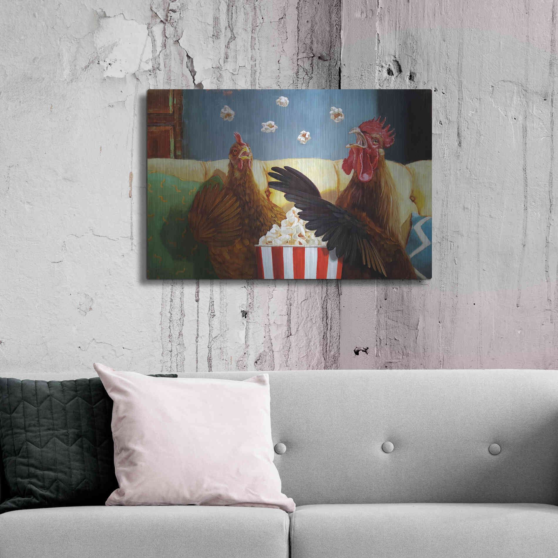 Luxe Metal Art 'Popcorn Chickens' by Lucia Heffernan, Metal Wall Art,36x24