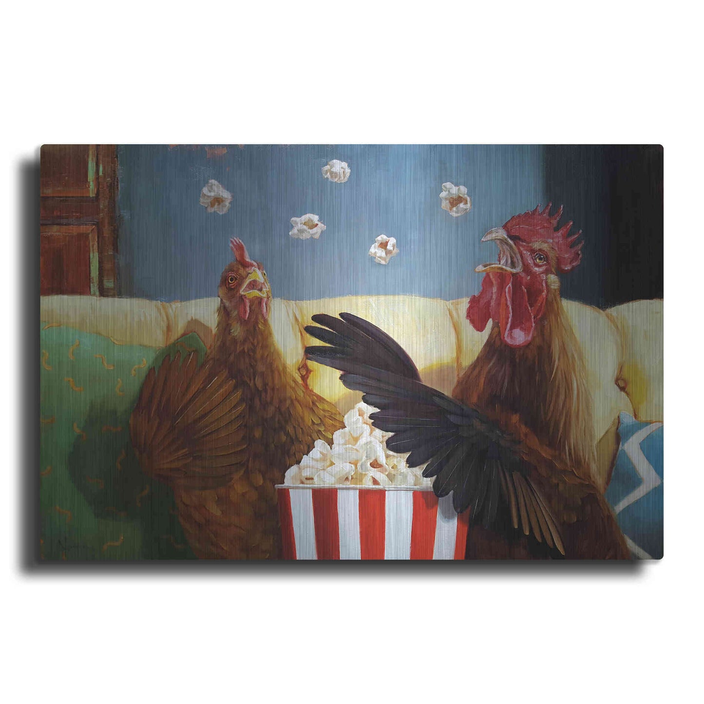 Luxe Metal Art 'Popcorn Chickens' by Lucia Heffernan, Metal Wall Art