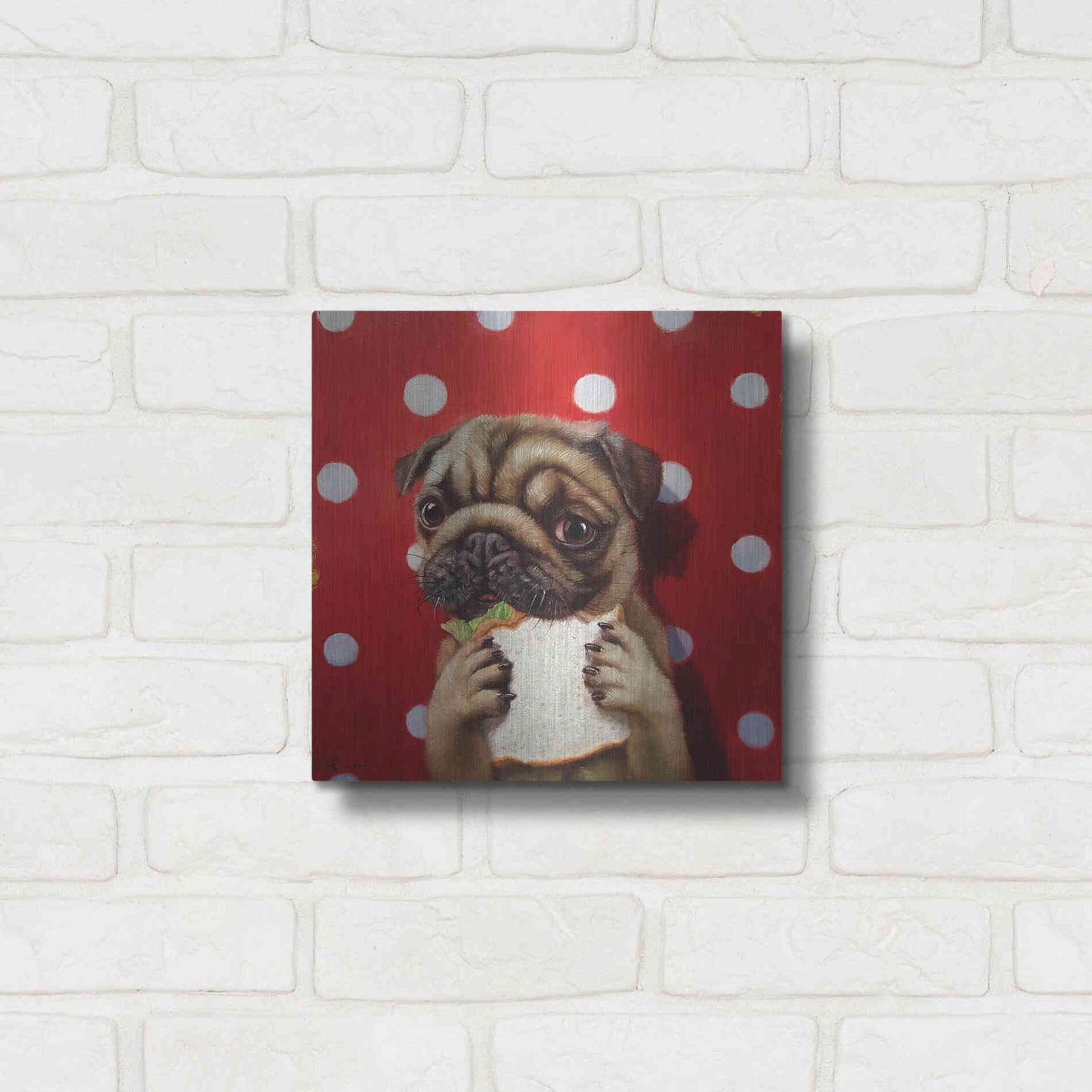 Luxe Metal Art 'Pugalicious' by Lucia Heffernan, Metal Wall Art,12x12