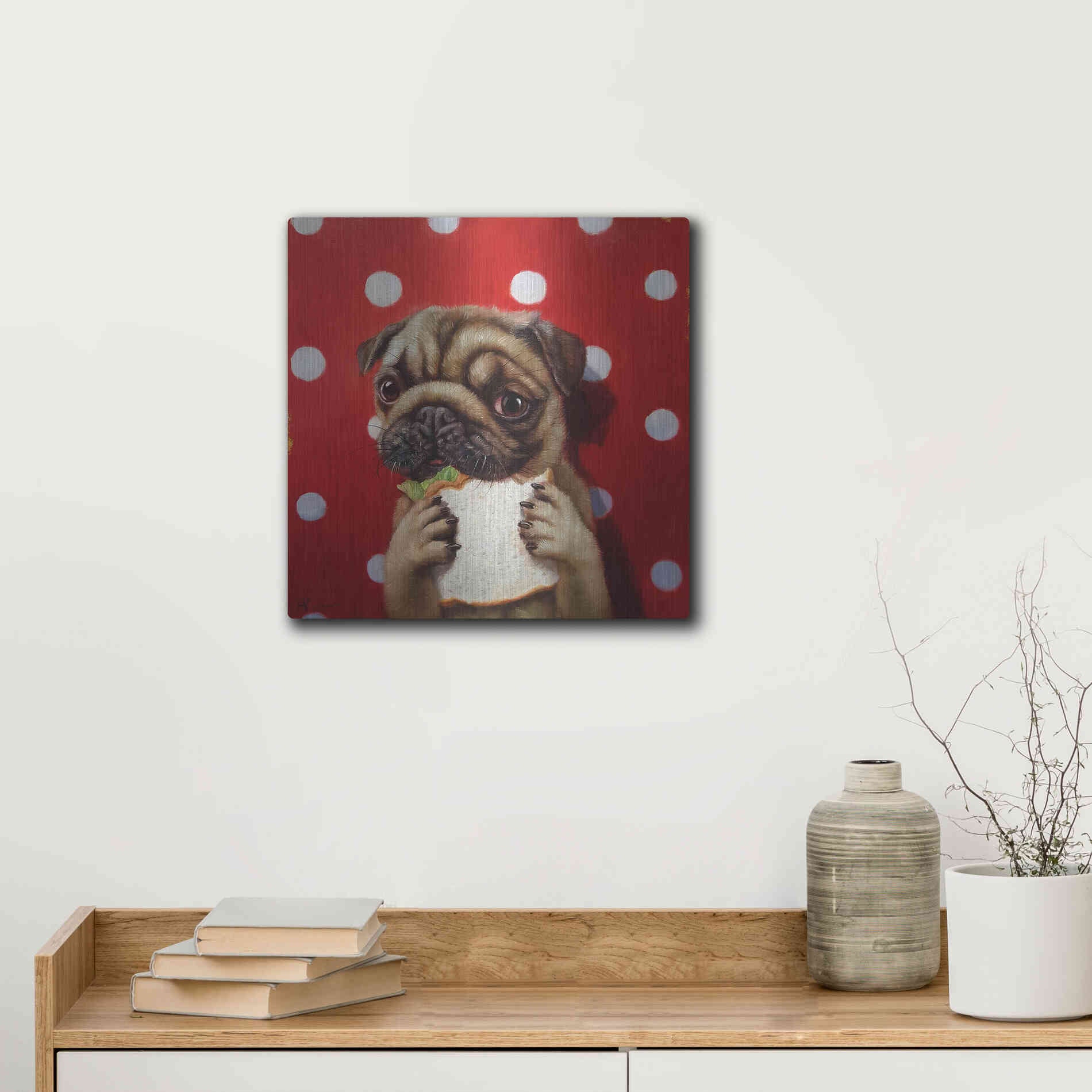 Luxe Metal Art 'Pugalicious' by Lucia Heffernan, Metal Wall Art,12x12