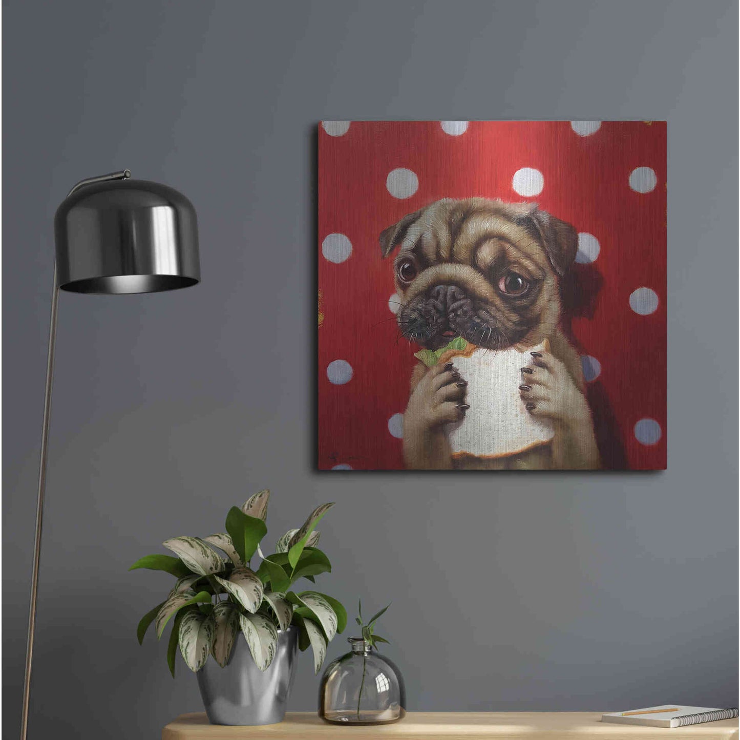Luxe Metal Art 'Pugalicious' by Lucia Heffernan, Metal Wall Art,24x24
