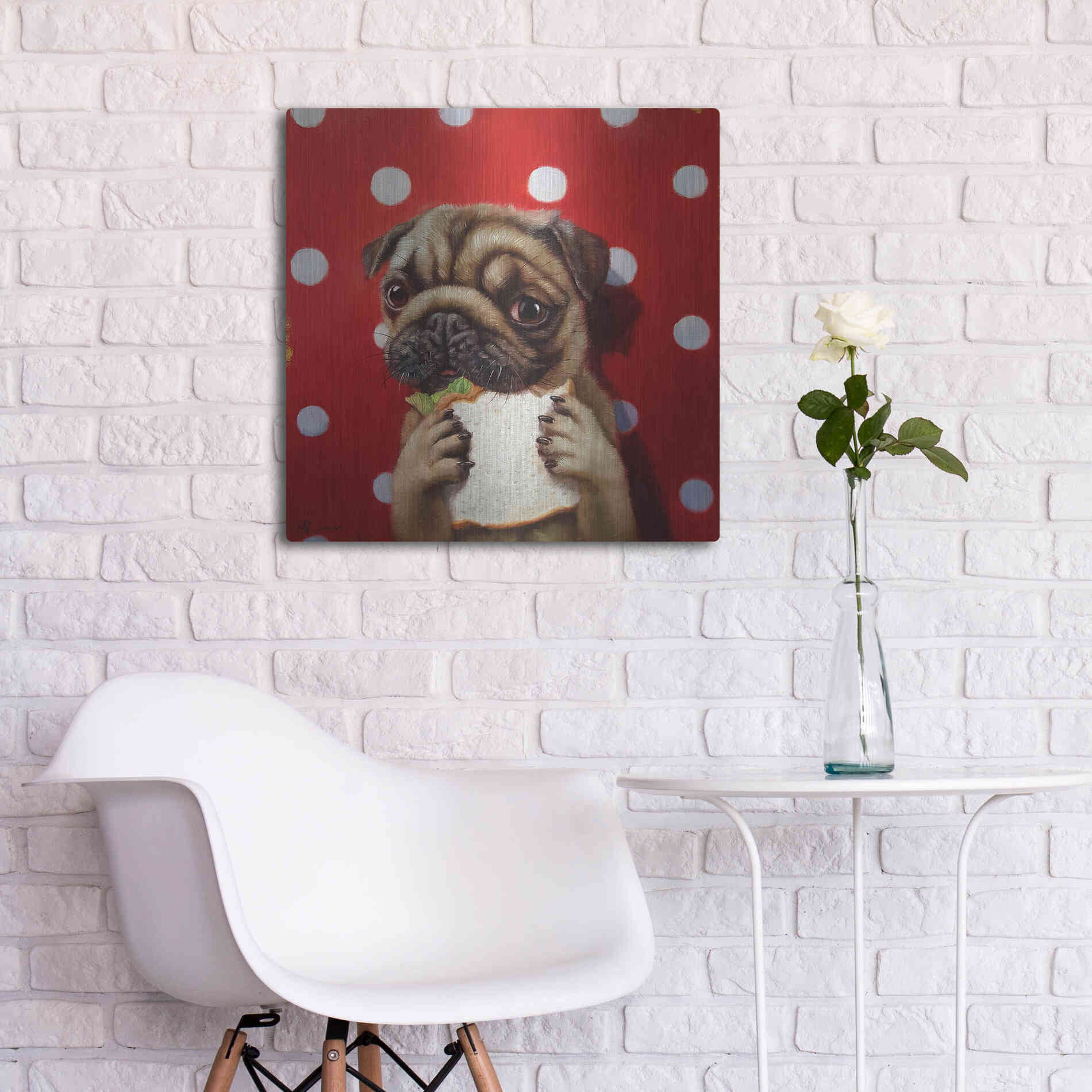 Luxe Metal Art 'Pugalicious' by Lucia Heffernan, Metal Wall Art,24x24