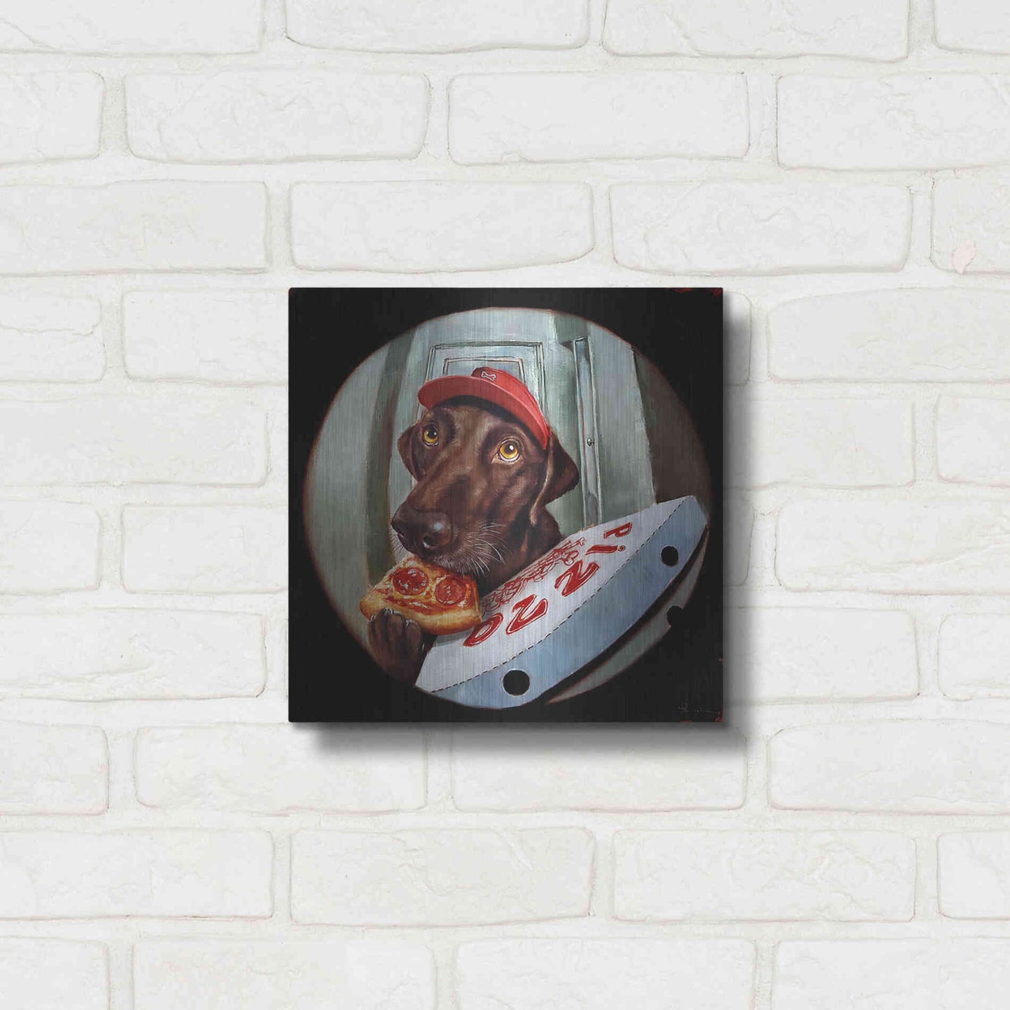 Luxe Metal Art 'Pupperoni' by Lucia Heffernan, Metal Wall Art,12x12