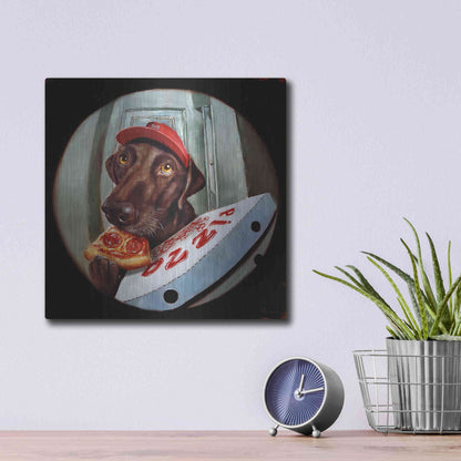 Luxe Metal Art 'Pupperoni' by Lucia Heffernan, Metal Wall Art,12x12