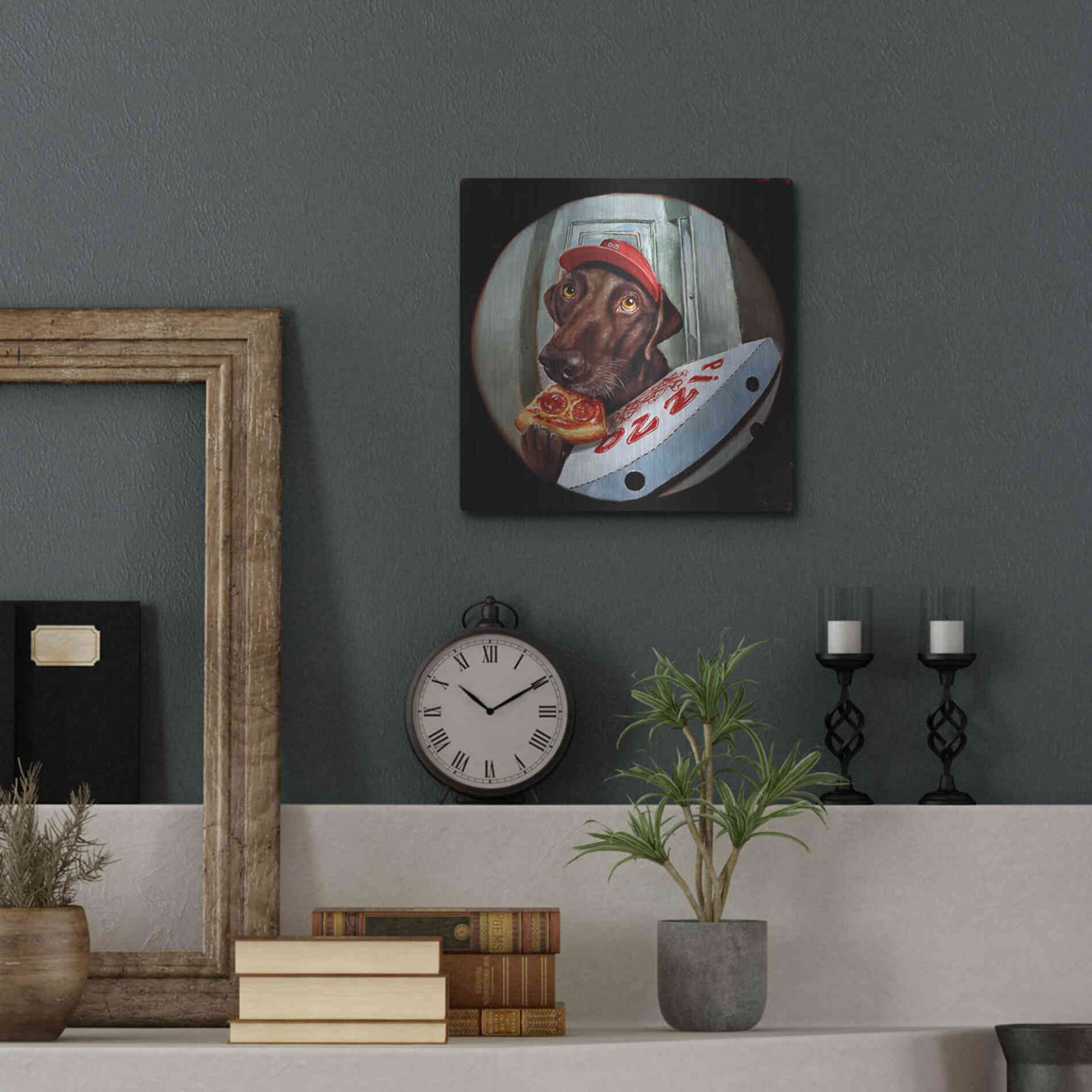 Luxe Metal Art 'Pupperoni' by Lucia Heffernan, Metal Wall Art,12x12