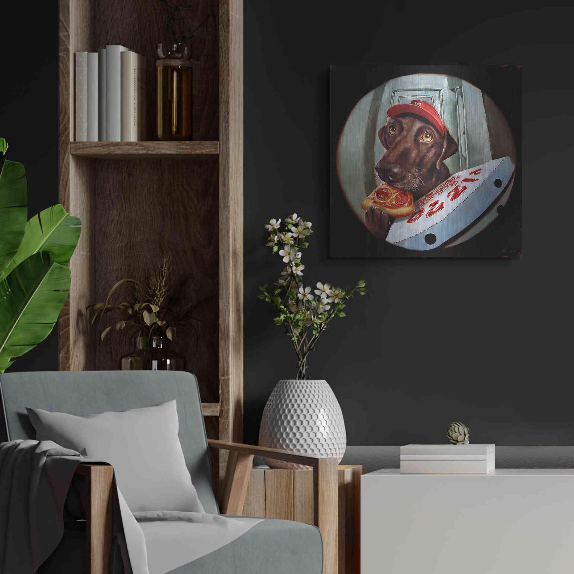 Luxe Metal Art 'Pupperoni' by Lucia Heffernan, Metal Wall Art,24x24