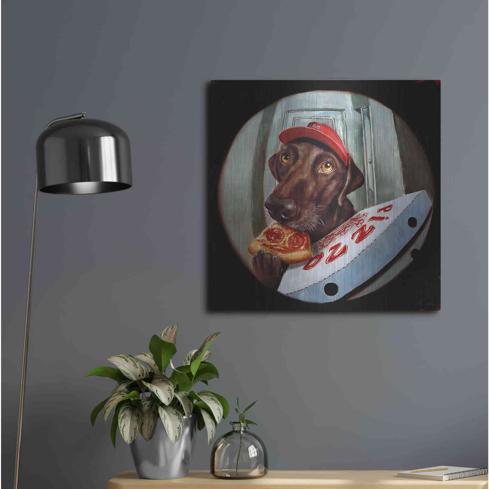 Luxe Metal Art 'Pupperoni' by Lucia Heffernan, Metal Wall Art,24x24