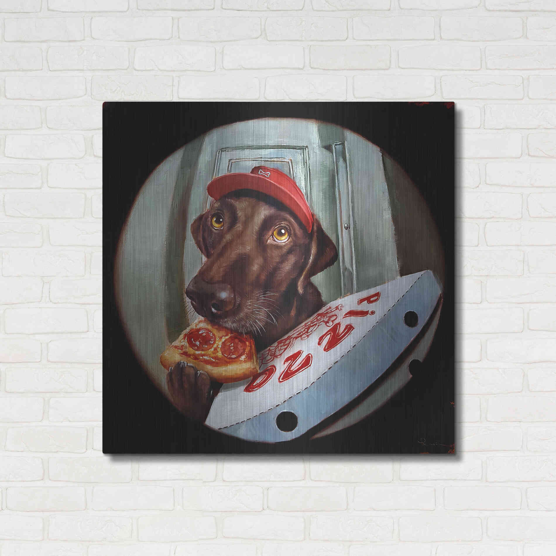 Luxe Metal Art 'Pupperoni' by Lucia Heffernan, Metal Wall Art,36x36