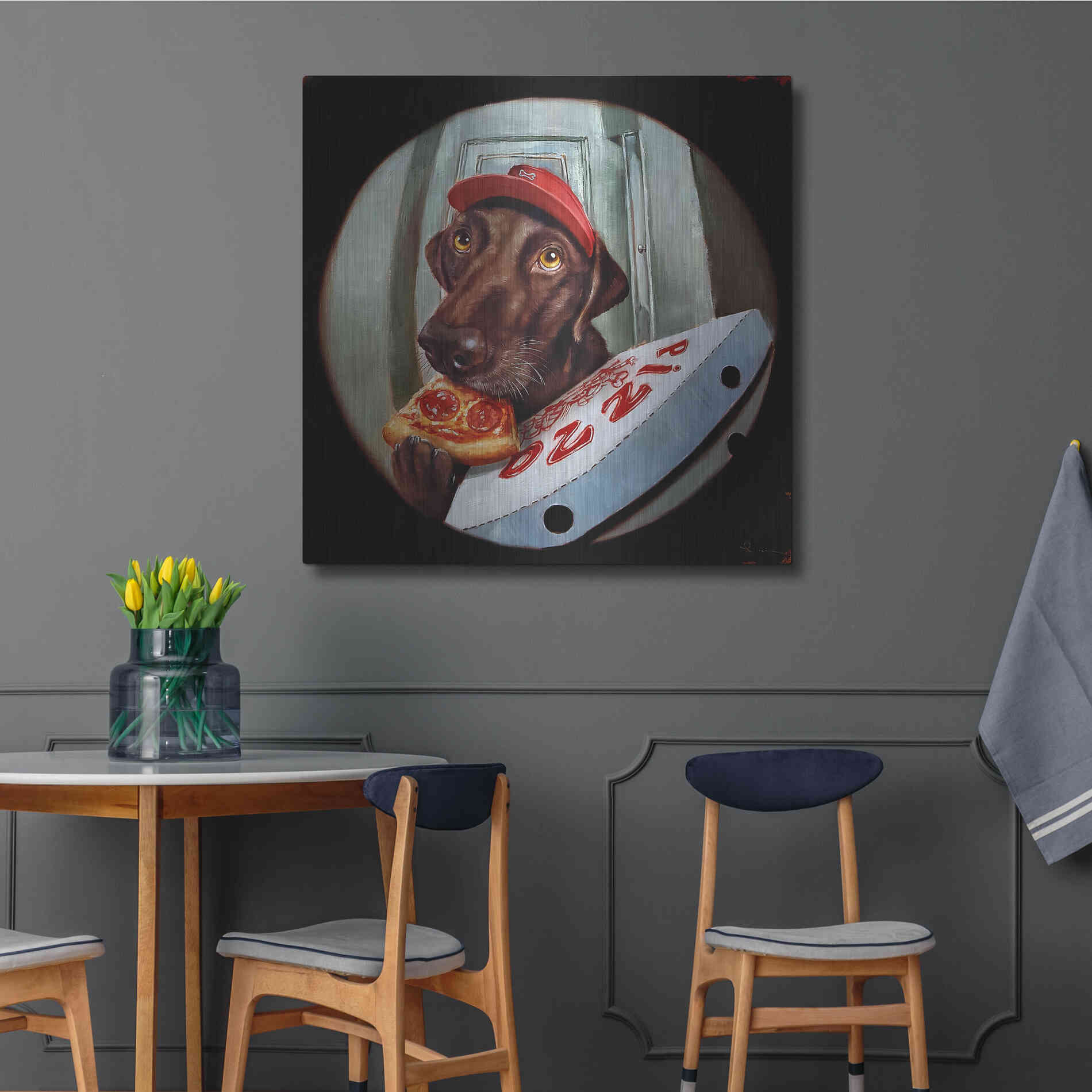 Luxe Metal Art 'Pupperoni' by Lucia Heffernan, Metal Wall Art,36x36