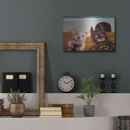 Luxe Metal Art 'Selfie with Batman' by Lucia Heffernan, Metal Wall Art,16x12