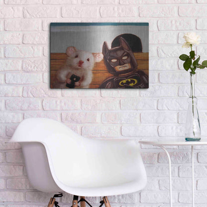 Luxe Metal Art 'Selfie with Batman' by Lucia Heffernan, Metal Wall Art,24x16