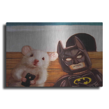 Luxe Metal Art 'Selfie with Batman' by Lucia Heffernan, Metal Wall Art